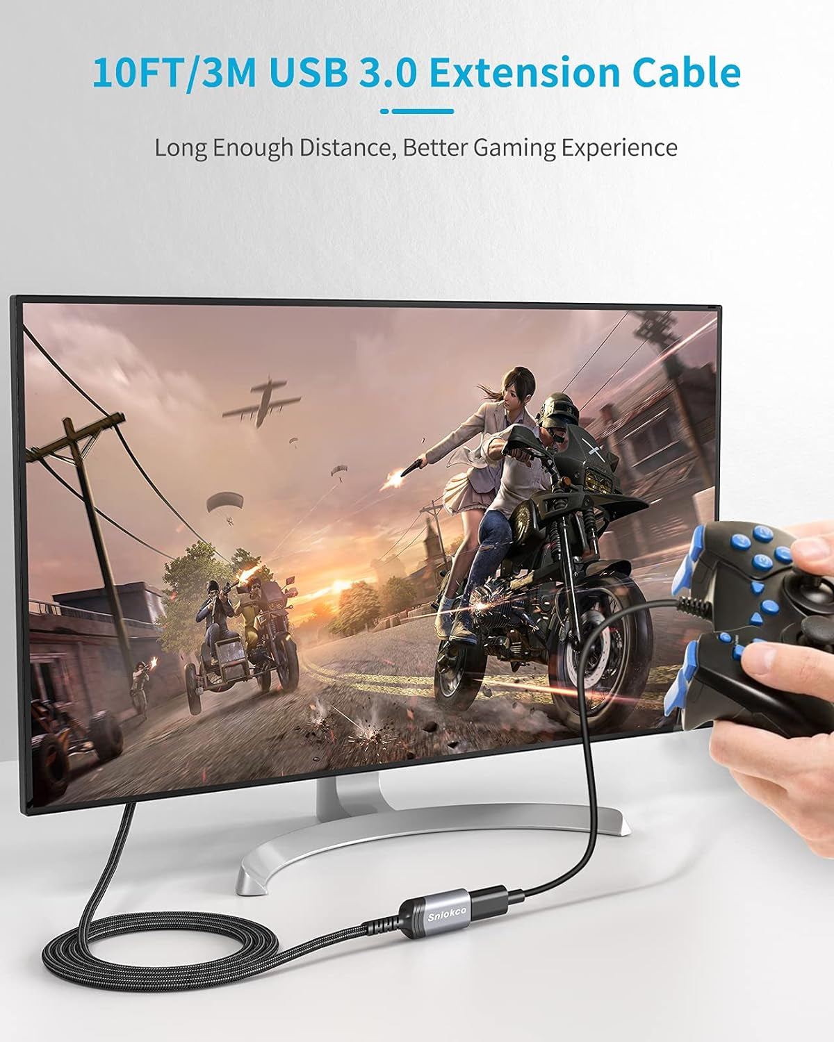 Cavo Prolunga USB 3.0 3M, Tipo a Cavo Di Prolunga Da Maschio a Femmina Trasferimento 5Gbps, Compatibile Con Tastiera, Mouse, Gamepad, Unità Flash, Disco Rigido, Playstation, Stampante E Altro