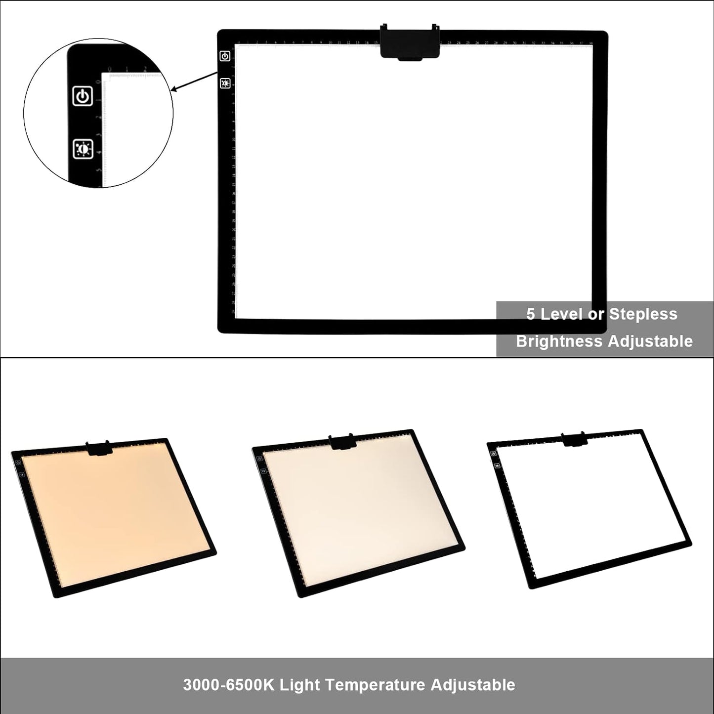 LED Tavoletta Luminosa A3 3000-6500K Dimmerabile, 2500 Mah Ricaricabile Tavola Luminosa Disegno Lavagna Luminosa per Pittura Diamante, Disegno, Pittura, Schizzi, Con Borsa per Il Trasporto