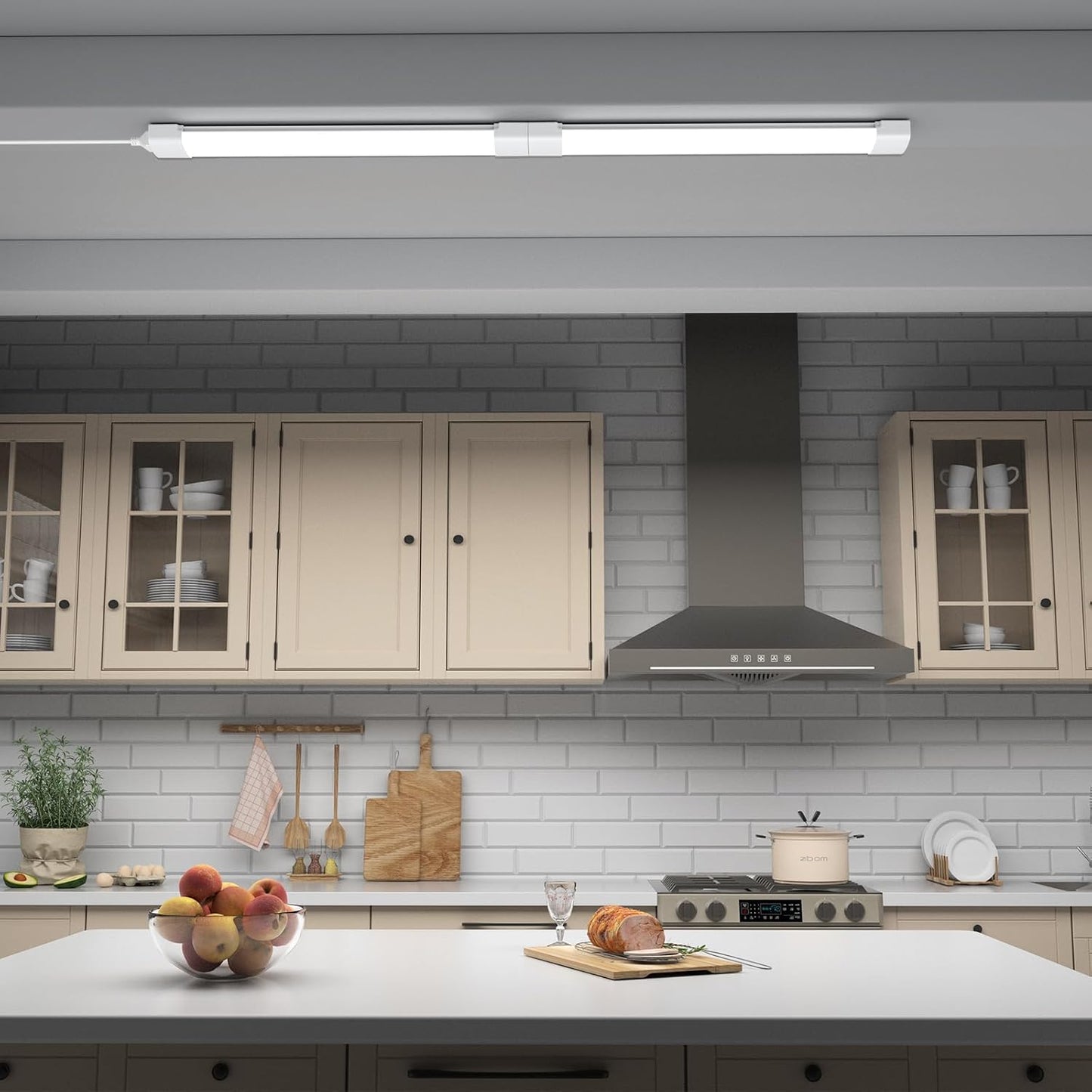 Plafoniera LED Soffitto 40Cm Con Spina Plug and Play O Cablata, Semplice Collegamento in Serie Plafoniera Garage 16W 1760LM Bianco Freddo 5000K, Barra LED Tubo Impermeabile IP65, 1 Pezzi