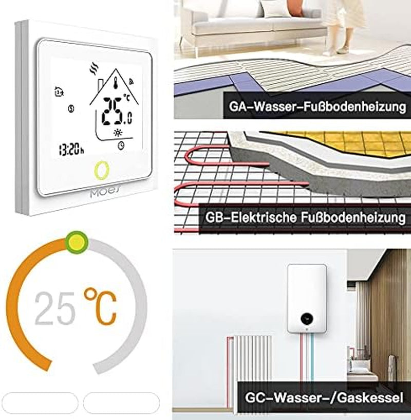 Tuya Zigbee Termostato per Riscaldamento Elettrico a Pavimento 16A Wireless Compatibile Con Smart Life Tuya App Alexa Googlehome Controllo Vocale Richiede L'Hub Zigbee Di Tuya