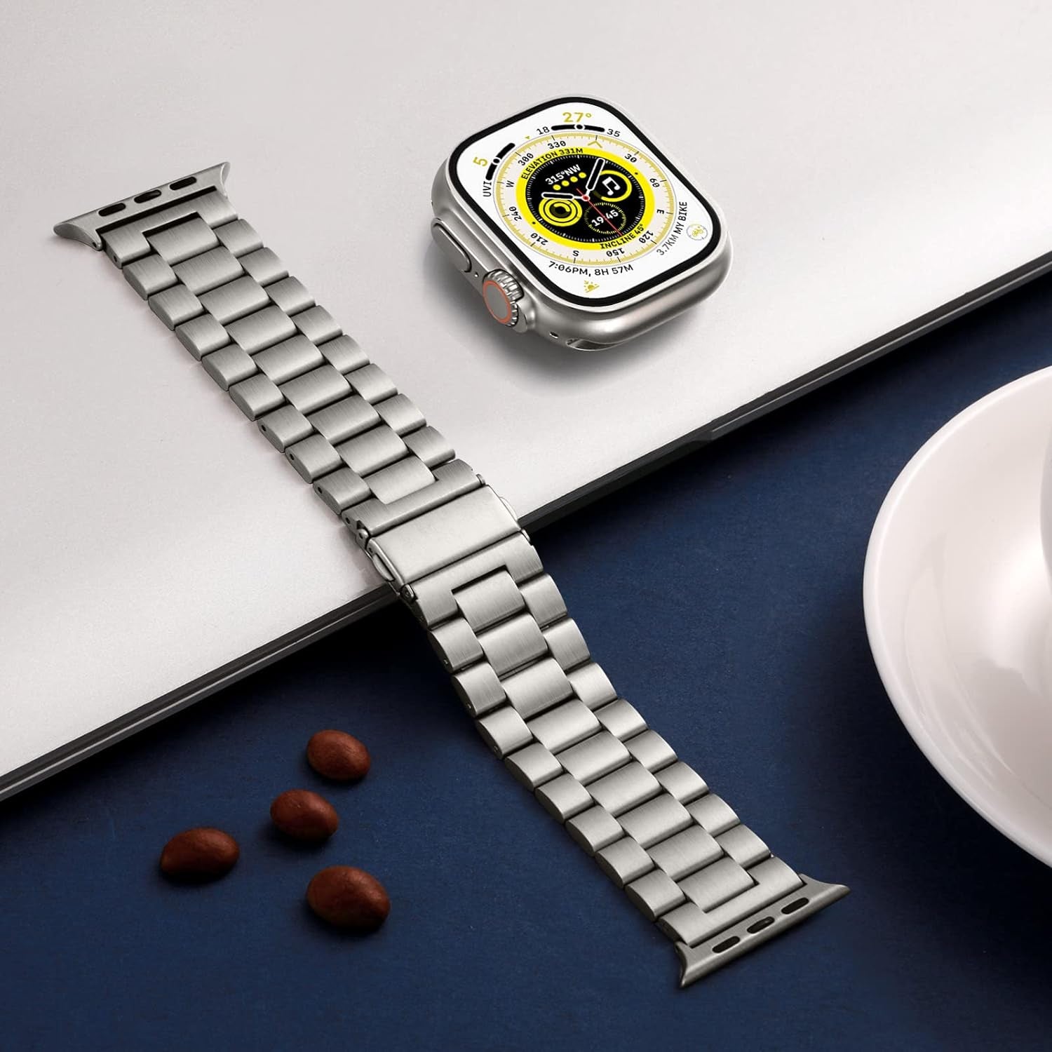 Cinturino in Metallo Compatibile Con Cinturino Apple Watch 49Mm 45Mm 44Mm 42Mm 41Mm 40Mm 38Mm, Cinturini Di Ricambio in Acciaio Inossidabile per Iwatch Series 8 7 6 5 4 3 2 1 Ultra SE