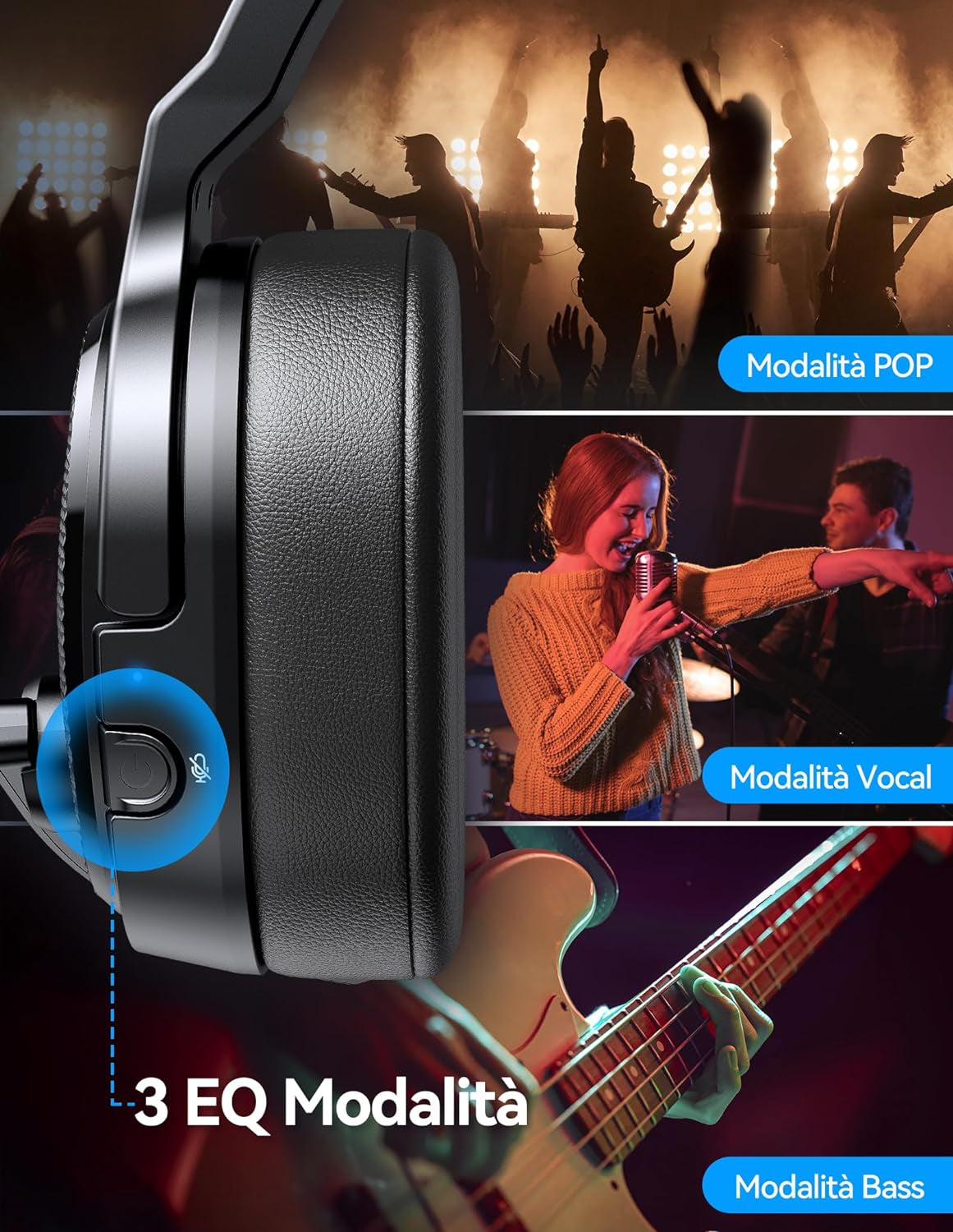 Cuffie Bluetooth Con Microfono, USB Dongle Cancellazione Del Rumore Singolo E Doppio Auricolare Senza Fili Con 3 Modalità Di Musica EQ, Cuffie PC per Call Center, Ufficio, Camion