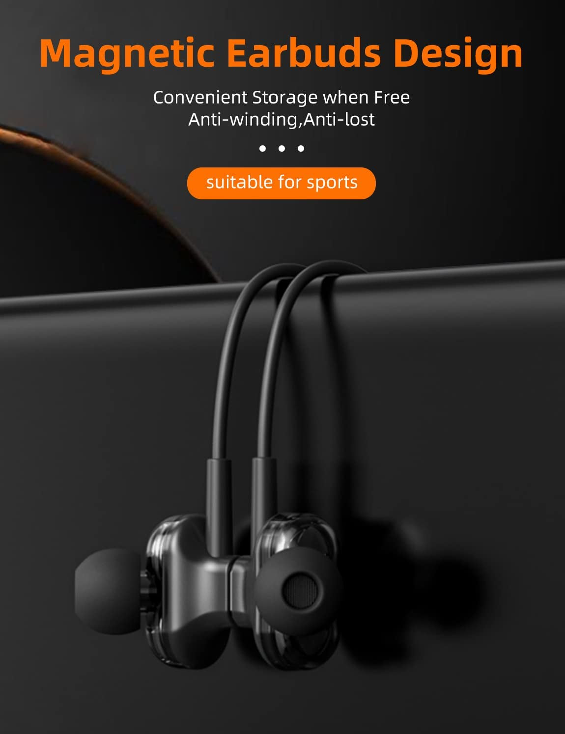 BI2 Cuffie Bluetooth Sport, Auricolari Bluetooth Con Filo, Cuffie Bluetooth Con Archetto Da Collo Magnetici, Auricolare Bluetooth Con Doppio Driver E Bass per Fitness, Running.