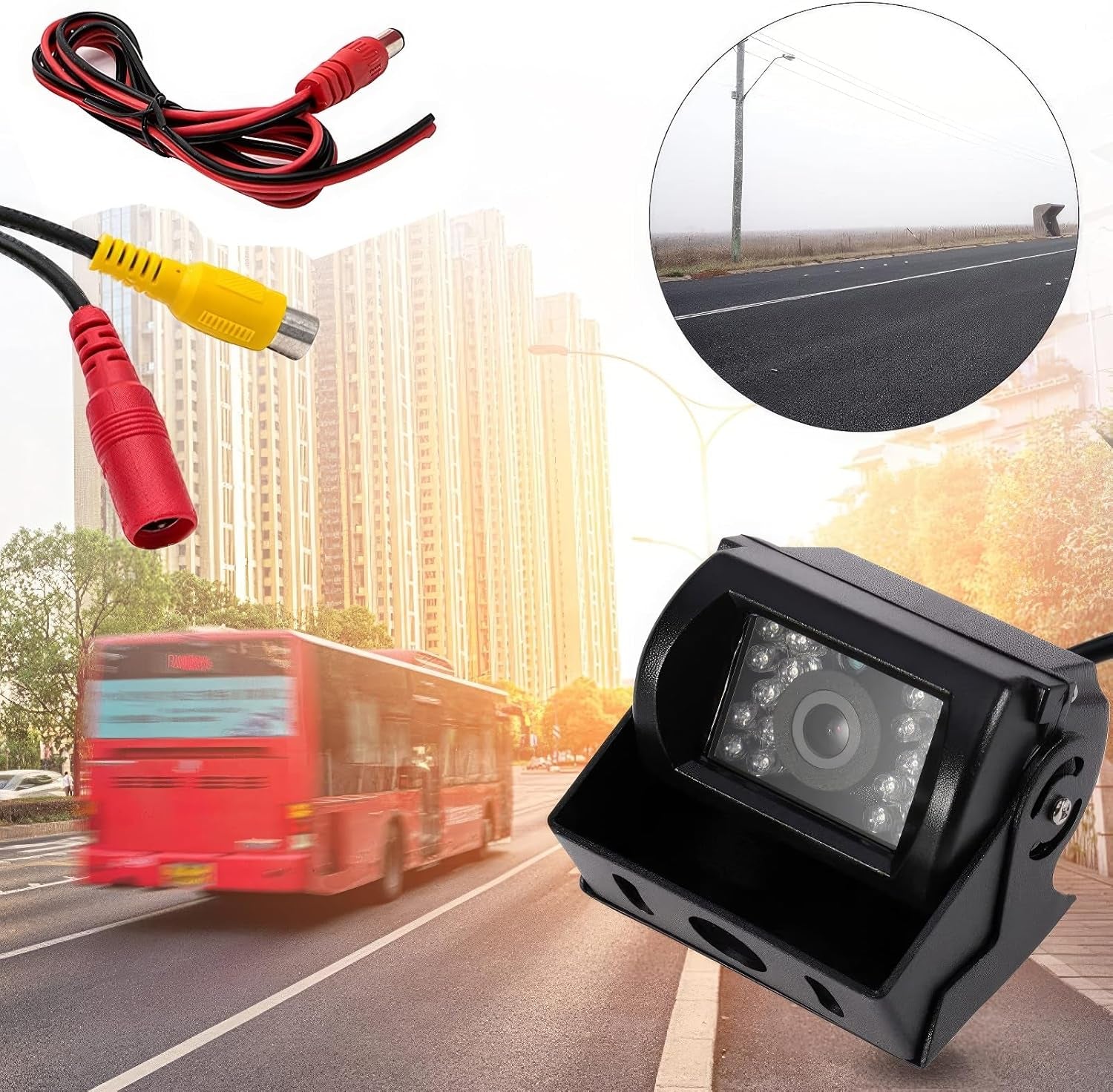 Telecamera Di Retromarcia per Auto, Telecamera Di Backup HD 9V-36V, Telecamera CCD Con Vista Frontale Impermeabile per Camion Rimorchio Autobus, Con 18 LED a Infrarossi per Visione Notturna