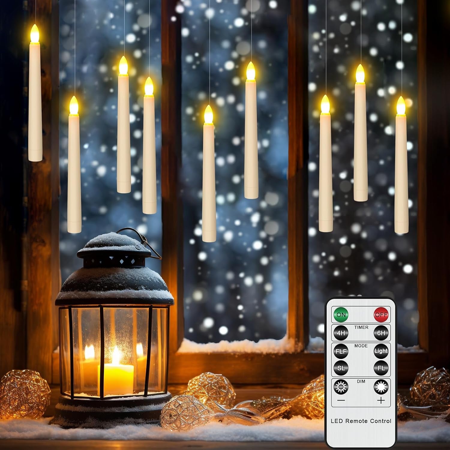 - Candele LED per Finestre, 6 Pezzi Candela Da Tavolo Senza Fiamma a Batteria Con Timer Remoto per Casa, Cena, Matrimonio, Vacanza, Decorazione - Bianco Caldo