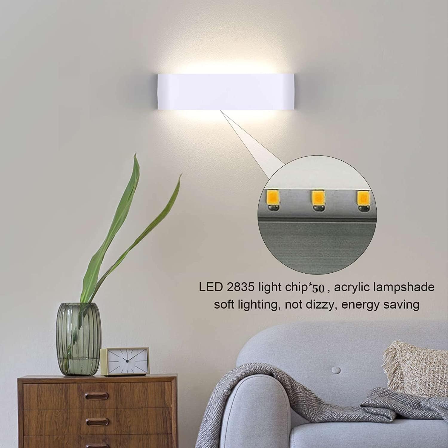 Applique Da Parete Interno Moderno Lampada 4000K Bianco Neutro Lampada Da Parete LED 16W Lampada a Muro Luce Bianco 30 Cm per Camera Da Letto Scale Corridoio