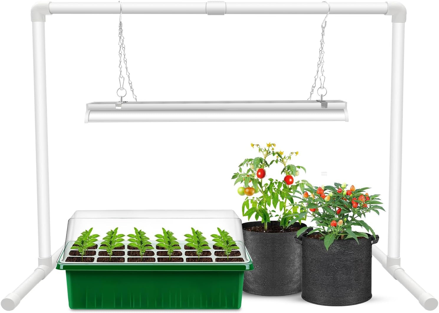 Lampada a LED a Spettro Completo, 144 LED, 60 Cm, T5 Grow Light Con Supporto, Lampada Bianca per Piante Da Appartamento, Altezza Regolabile, BL-D60A