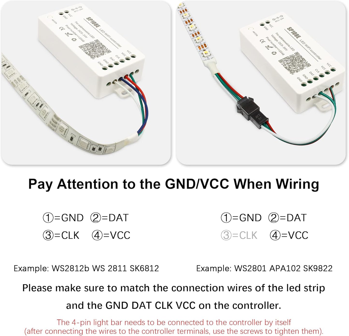 SP108E Controller Wifi DC 5-24V per Strisce LED, Controllore Wifi Dell'App Ios Android per Striscia LED RGBW WS2812 WS2813 WS2815 [Classe Di Efficienza Energetica A]