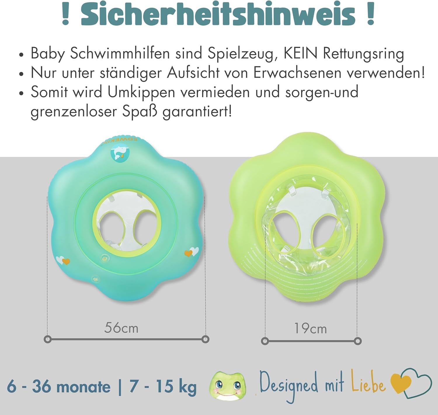 Anello da nuoto per bambini EDWEKIN®, ausilio per il nuoto che cresce con il bambino, seggiolino da nuoto per bambini piccoli, galleggiante per bambini, anello da nuoto per bambini da 6 mesi a 3 anni