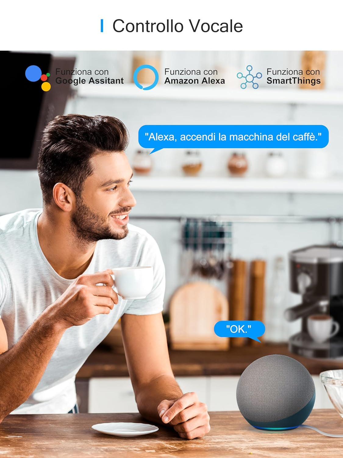 Presa Smart Alexa , Presa Wifi(Schuko), Presa Intelligente Con Monitoraggio Energia, Presa Temporizzata, Controllo Remoto, Compatibile Con Alexa, Google Home E Smartthings, 16A 3680W, 4 Pezzi