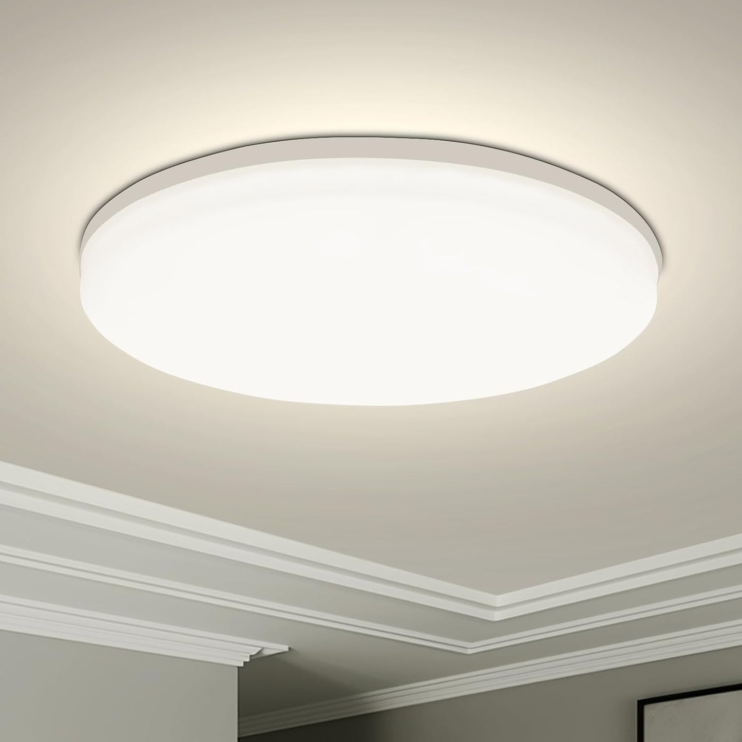 LED Plafoniera 48W Ultra Magro UFO Pannello LED Rotondo Bianca Naturale 4000K 4320LM Lampada Da Soffitto per Soggiorno Camera Da Letto Bagno Cucina Corridoio E Balcone Ø30Cm