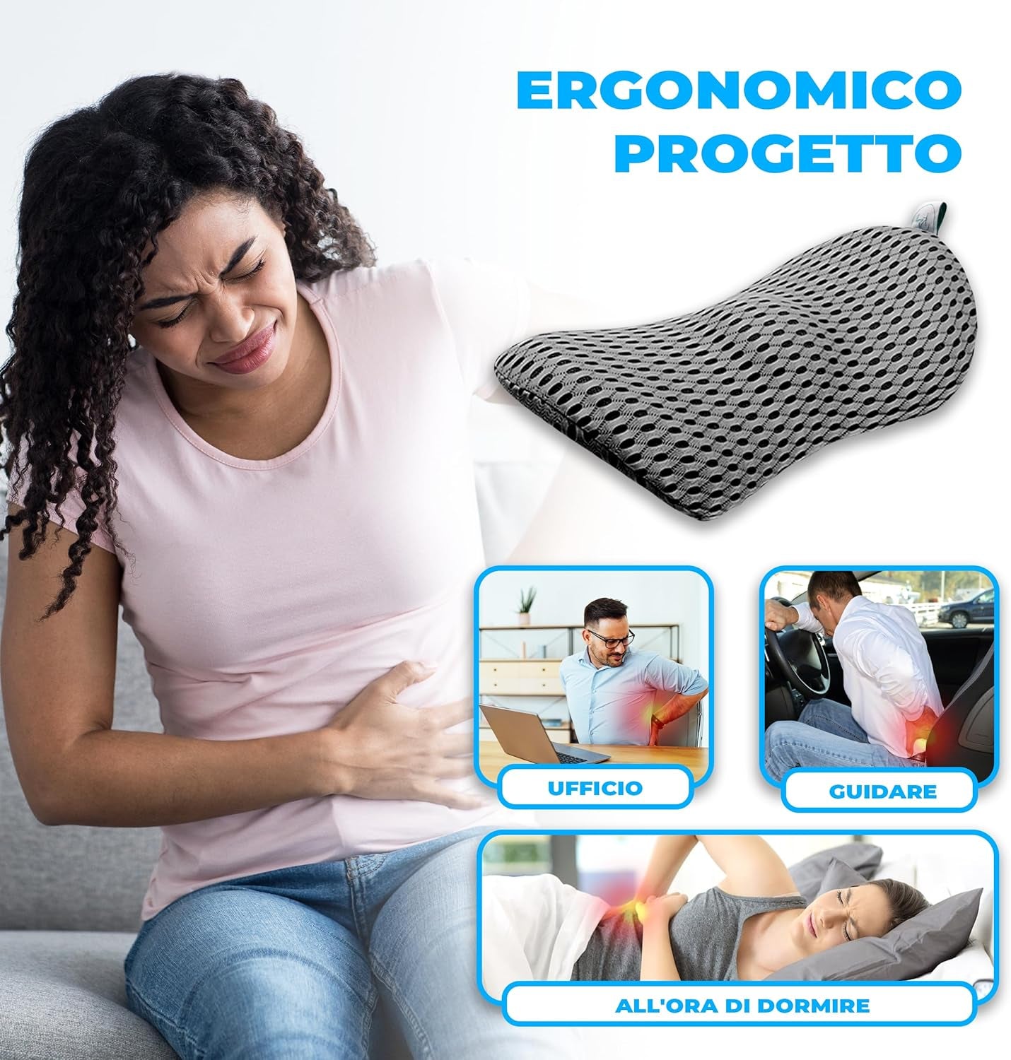 - Cuscino Lombare per Auto, Cuscino Schiena Sedia Ufficio, Supporto Lombare per Auto, Cuscino Lombare Sedia Ufficio, Cuscino per Sedia Da Ufficio, Seduta Auto
