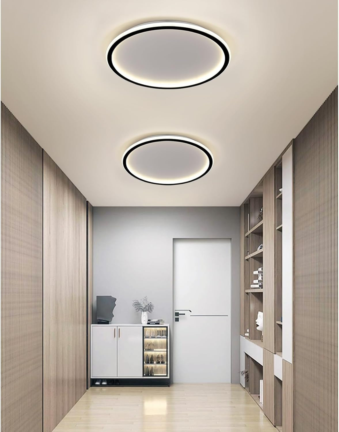 Plafoniera LED Soffitto 24W, Lampada Da Soffitto Plafoniera Soffitto 4500K, Plafoniera LED Soffitto Moderna per Camera Da Letto Cameretta Bambini, Cucina, Corridoio, Nero, Ø31.5Cm