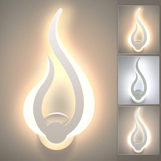 Applique Da Parete Interno Moderno Dimmerabile 3 Temperature Di Colore LED 10W Forma Di Fiamma Luce Acrilico Lampada Da Parete Applique Moderna per Soggiorno, Corridoio, Camera Da Letto
