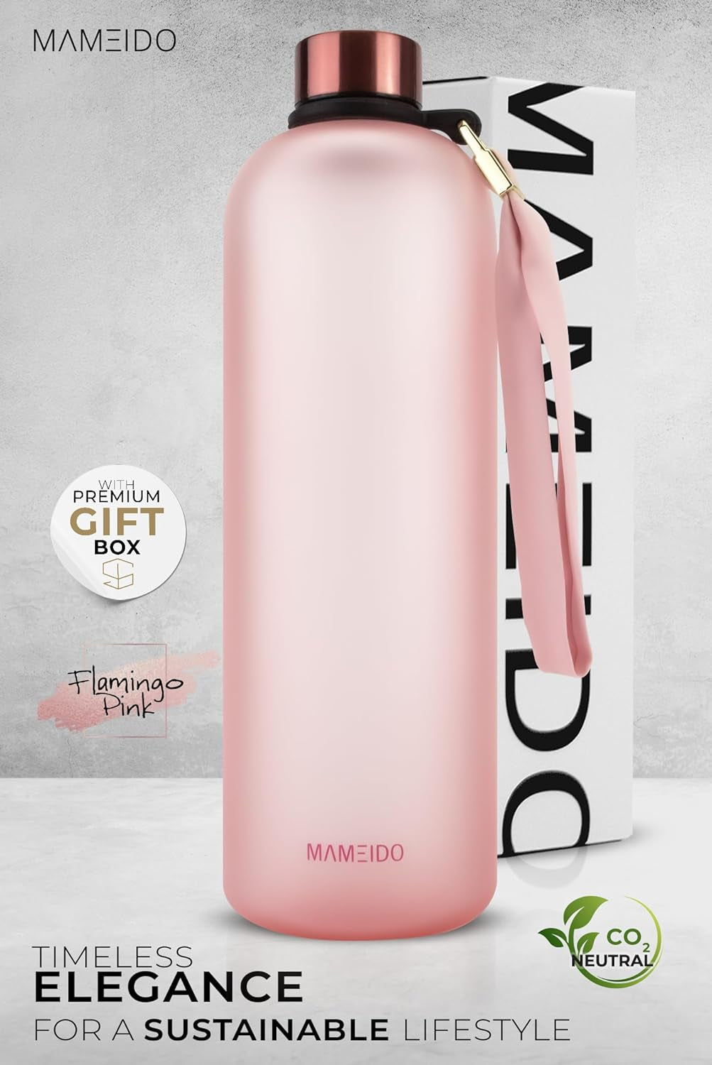 Bottiglia Acqua 1,5 Litro - Borraccia Plastica Tritan a Tenuta Stagna, Senza BPA - Bottiglia Motivazionale Con Orario (Flamingo Pink, 1,5L)