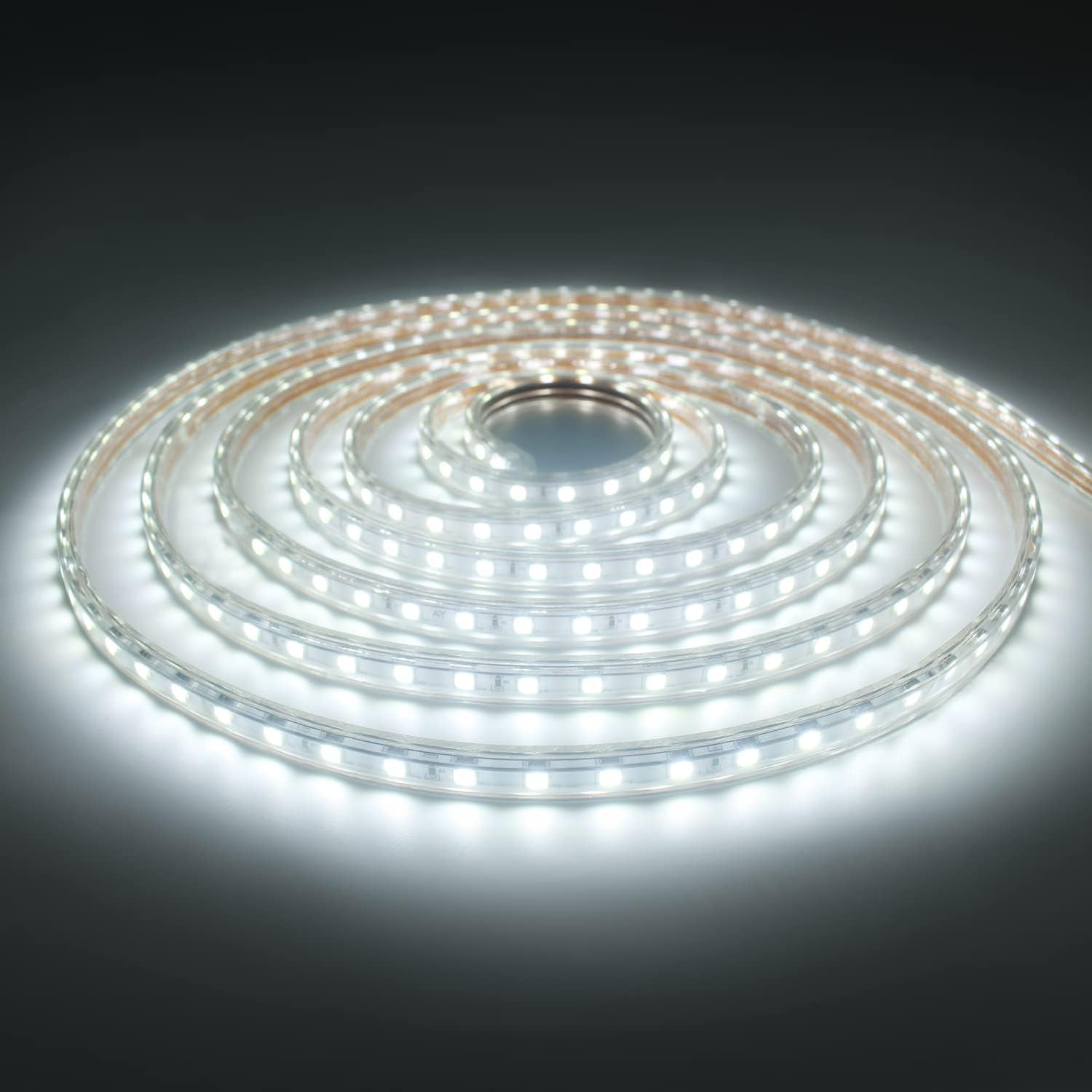 Striscia LED Con Interruttore, Striscia LED 220V Senza Trasformatore, Impermeabile IP65 LED Striscia Adesiva Strip LED, 5M, Bianco