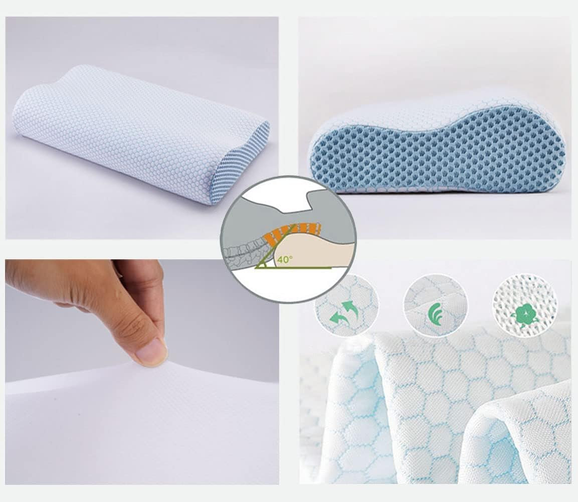 2025 Memory Foam Cuscino Cervicale per Dormire，Cuscino Ergonomico Di Sostegno Al Collo per Chi Dorme Sul Fianco E Sulla Schiena Federa Bamboo Lavabile