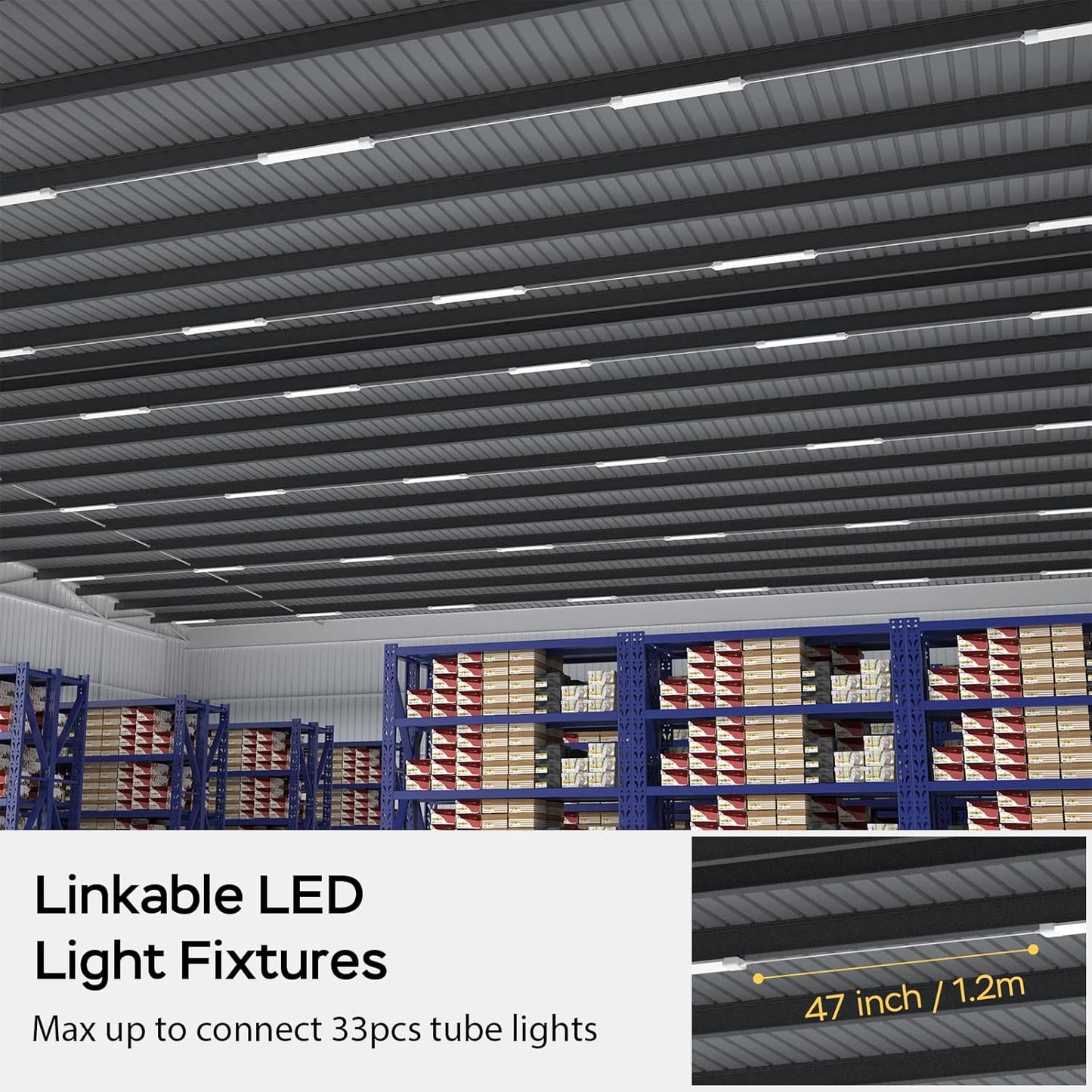 Plafoniera LED Soffitto 40Cm Con Spina Plug and Play O Cablata, Semplice Collegamento in Serie Plafoniera Garage 16W 1760LM Bianco Freddo 5000K, Barra LED Tubo Impermeabile IP65, 1 Pezzi