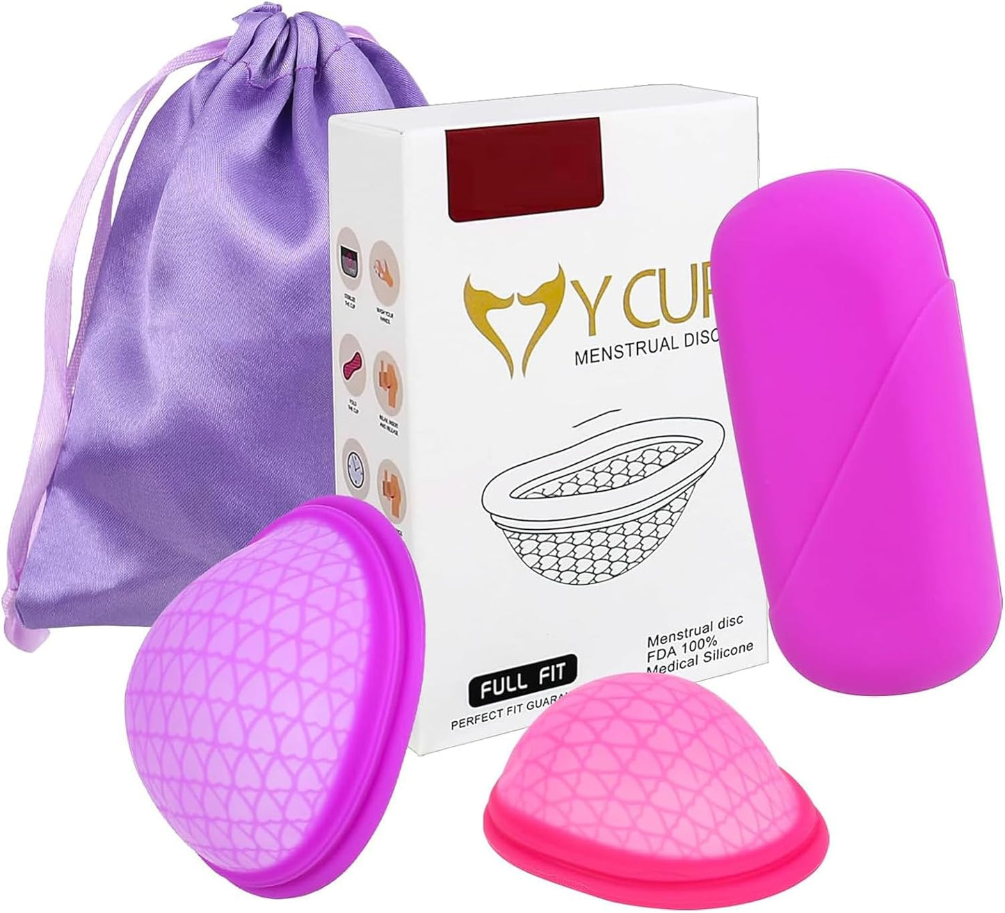 ‎ Disco Mestruale Taglie (S & L) Extra-Sottile Con Design Flat-Fit Menstrual Cup, Morbido Mestruale Coppetta,100% Silicone Di Grado Medico Lavabile Coppette Riutilizzabile Mestruale Disc