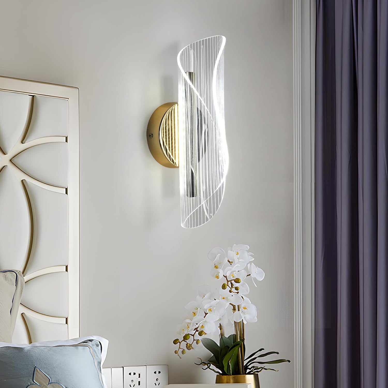 Applique Da Parete Interno, 16W 1800LM Lampada Da Parete a LED, 3000K&4500K&6500K Applique LED Creativo per Camera Da Letto Soggiorno Corridoio, Oro, 28 * 10CM