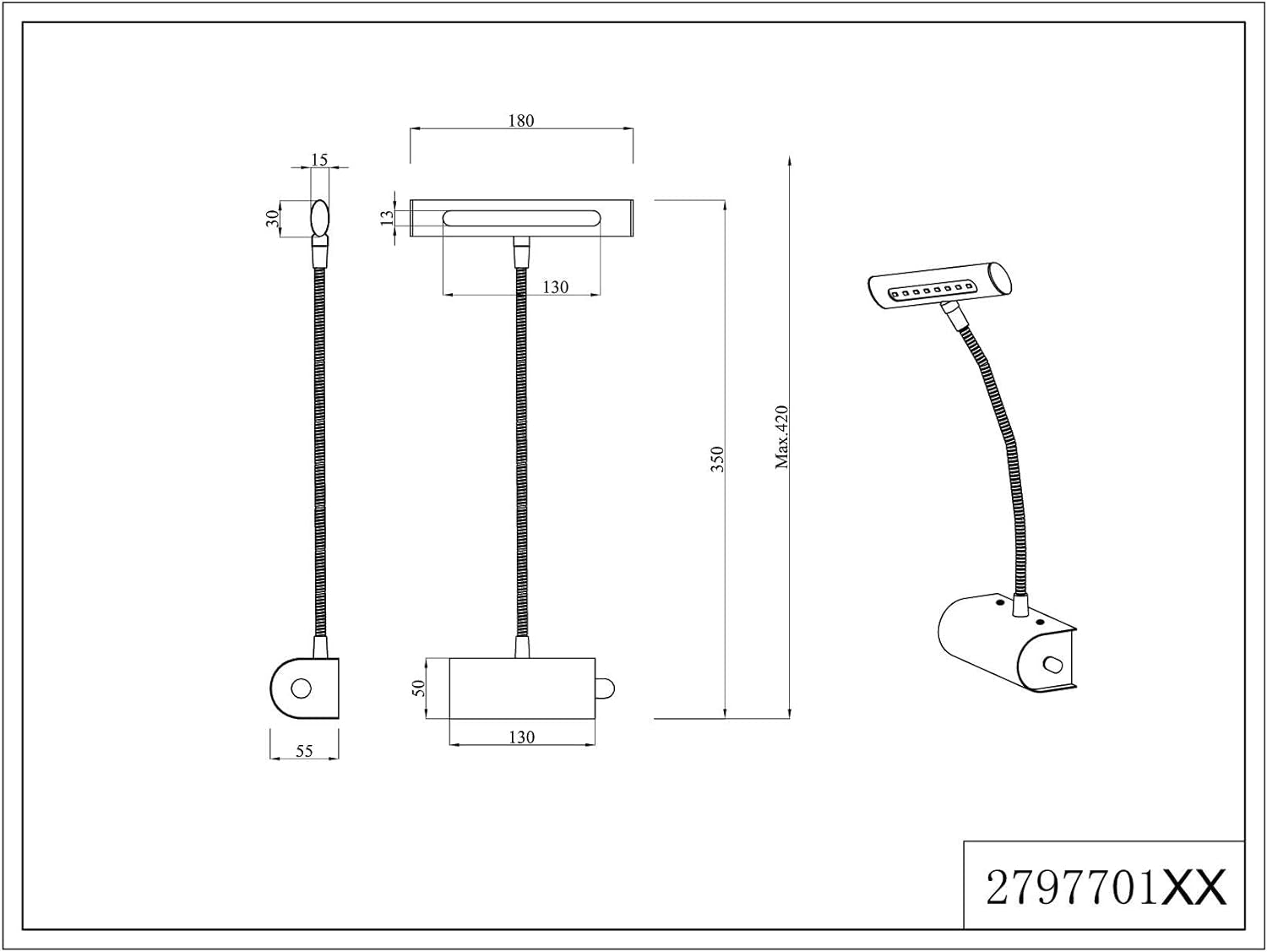 Trio 279770107 Curtis Lampada a LED Da Parete, in Nichel Opaco, 4.0 W