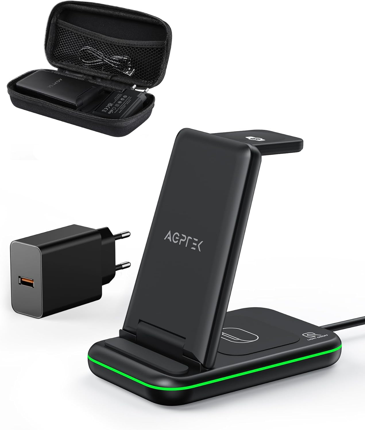 Caricatore Wireless 3 in 1 per Samsung, Ricarica Wireless Rapida 15W per Samsung S23/22/21/20, Note 20/10/9/8, Serie Z Flip, Serie Z Fold, Galaxy Watch 6/5/4/3, Galaxy Buds 2/+/Pro/Live