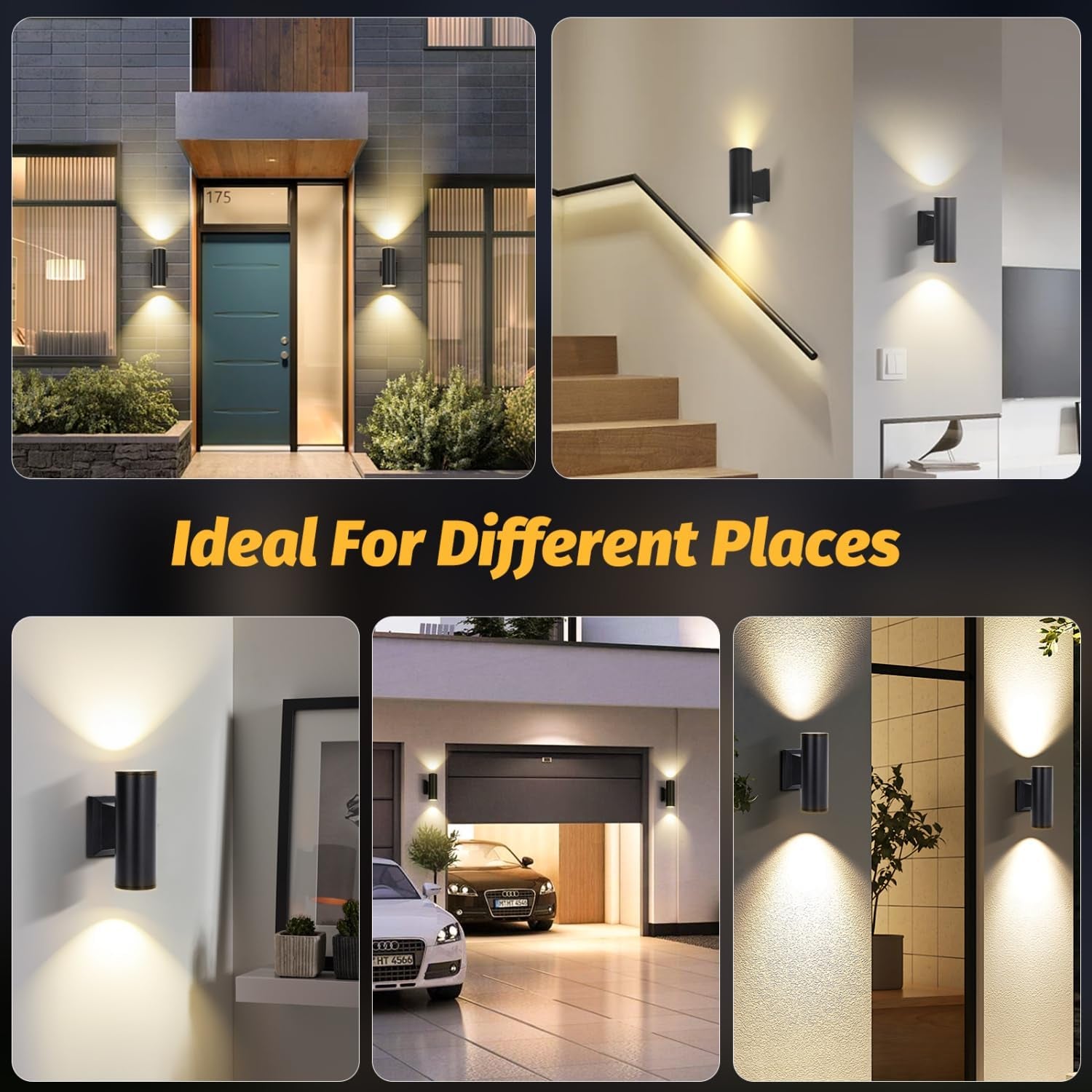 Applique LED Da Parete Esterno,Lampada Da Parete Alluminio Gu10,Impermeabile IP65 Luce Esterno Da Parete, per Patii,Giardini,Corridoi,Balconi,Vialetti,Lampadina Non Inclusa(2 Pacchi)