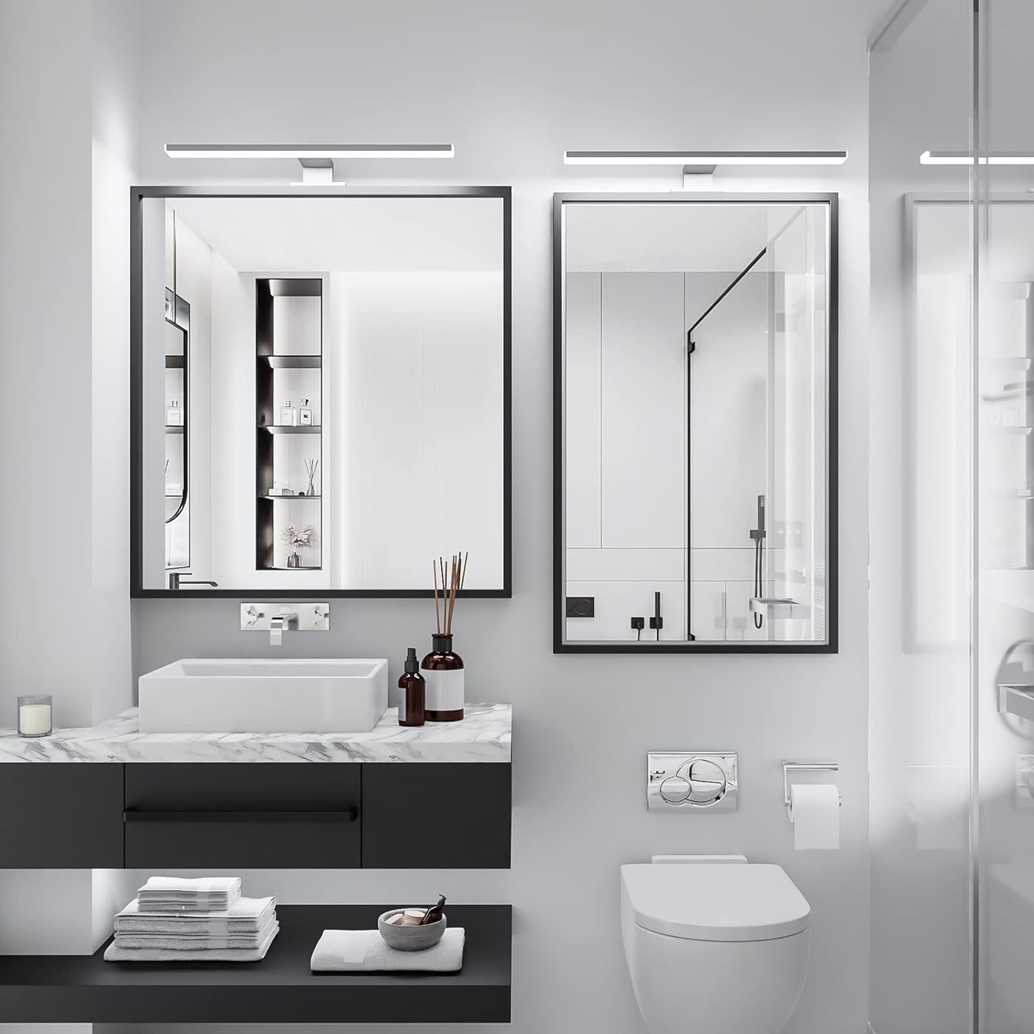 Lampada Specchio Bagno 10W,40CM 820LM Luce Specchio Bagno Led,Bianco Freddo 6500K E Resistente All'Acqua IP44 Luci Specchio Bagno CLASSE II per Armadietto a Specchio