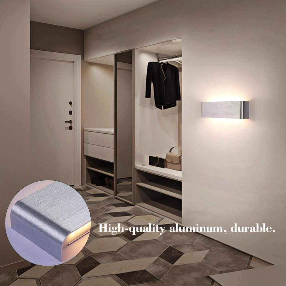 Lampada Da Parete 16W 3000K LED Applique Da Parete Interno Moderno Bianca Con Luce up down IP44 Impermeabile Illuminazione per Camera Da Letto Corridoio Soggiorno Scala (Bianco Caldo)