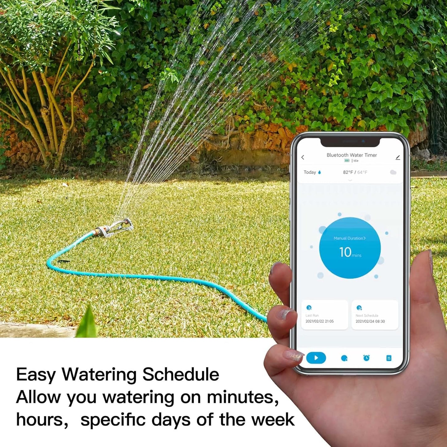 Timer Intelligente per Acqua Con Hub Wi-Fi, Timer per Tubo Flessibile Bluetooth Con Ritardo Pioggia per Rubinetto Da Giardino Esterno, Timer per Irrigazione Programmabile