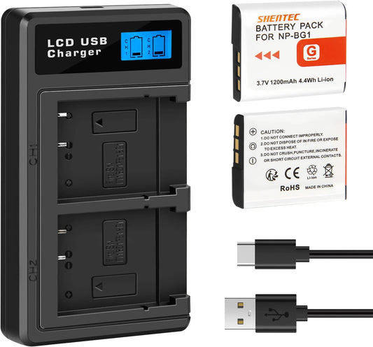 Batteria Agli Ioni Di Litio NP-BG1 Da 3.7V 1200Mah E Caricatore USB LCD per Sony Cyber-Shot DSC-W120 W150 W220 DSC-H3 H7 DSC-H9 DSC-H10 DSC-H20 DSC-H50 DSC-H55 DSC-H70 DSC-HX5V