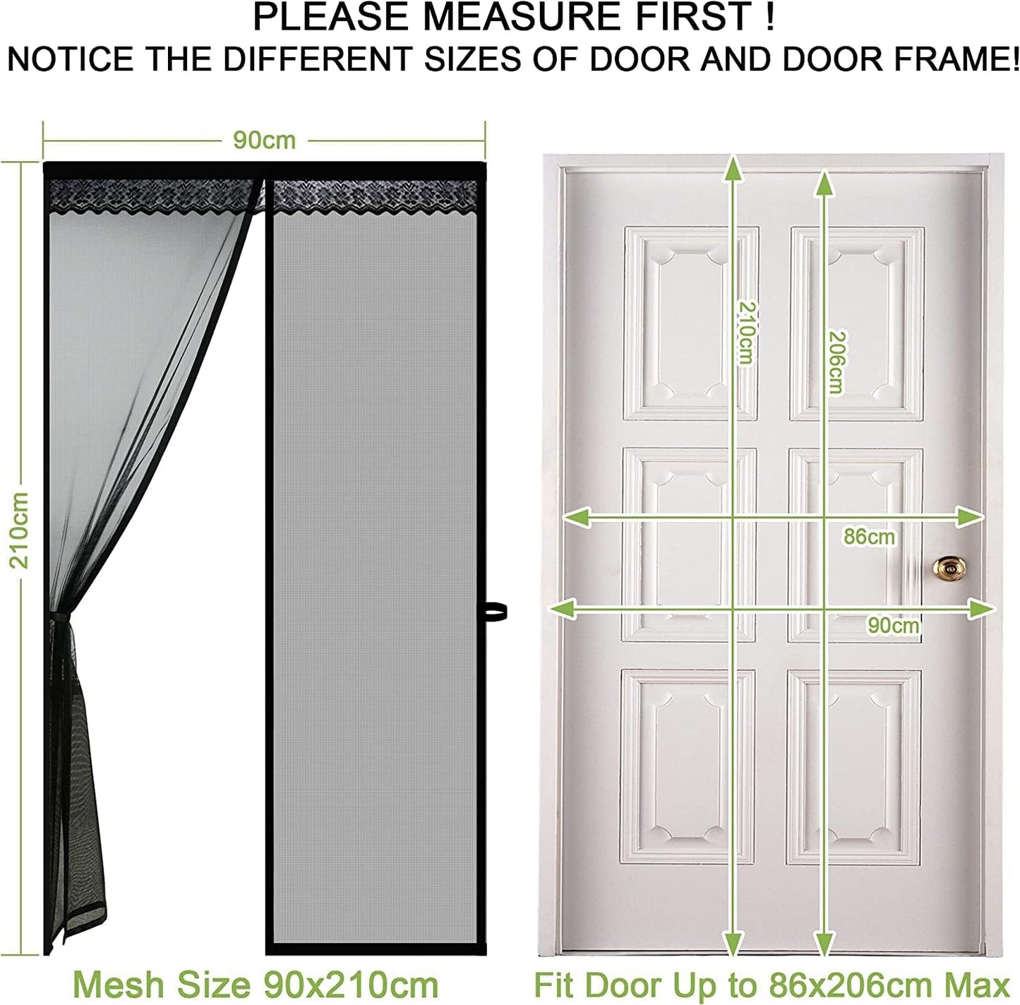 Zanzariera Magnetica per Porta 160X220Cm, Rete Fine Zanzariera Magnetica Porta, Tenda Zanzariera Porta Con Totalmente Calamita, Si Chiude Da Sola per Balcone, Installazione Facile(Nero)