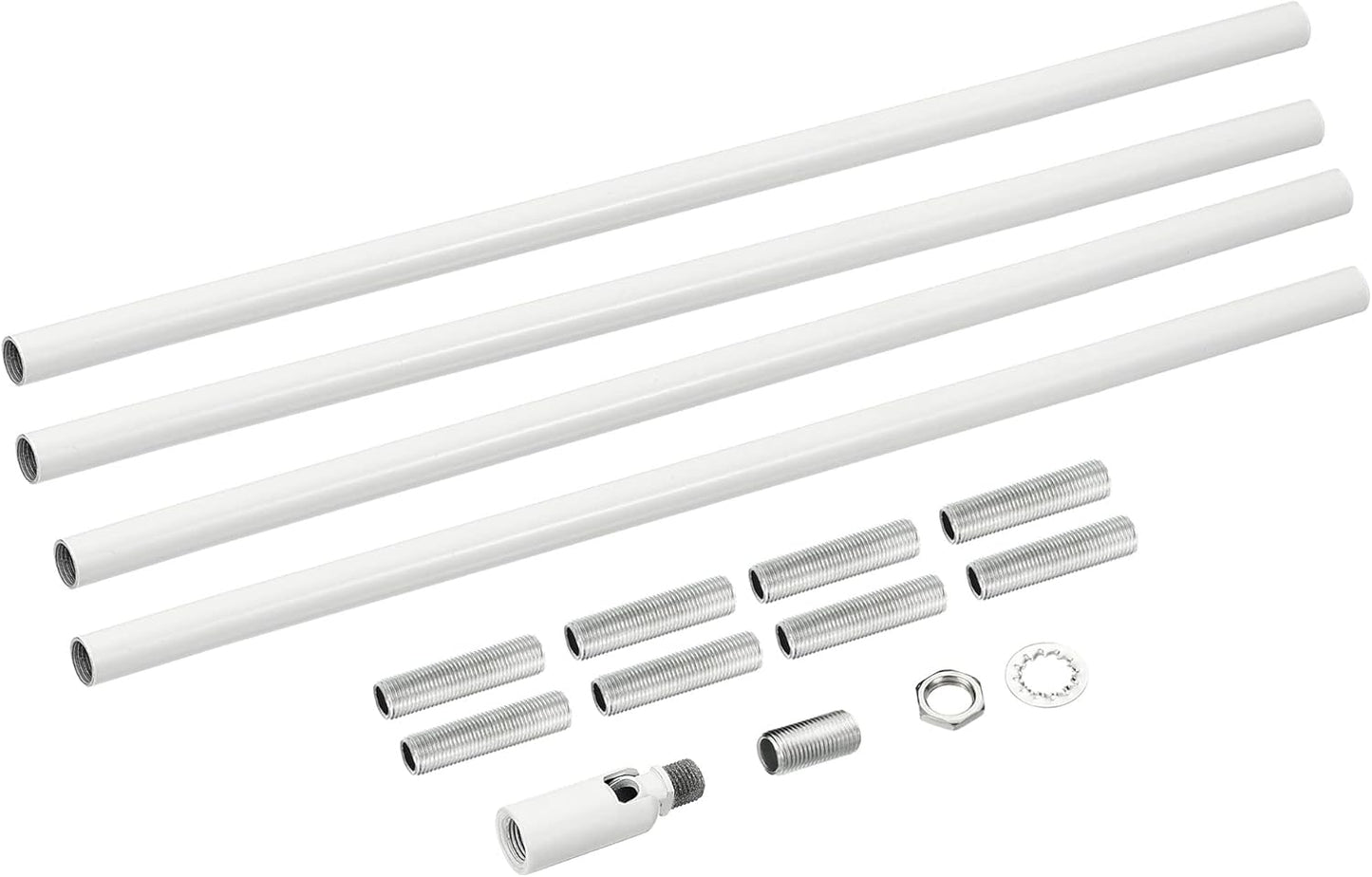 Set di aste di prolunga con dado di raccordo M10 11,8" con adattatore per soffitto bianco