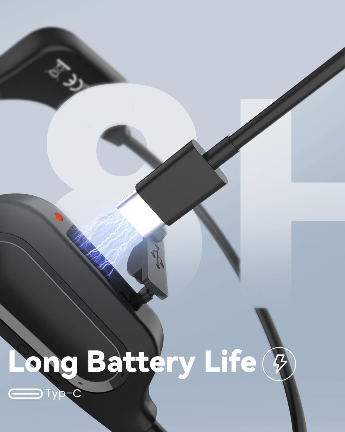 Cuffie Conduzione Ossea, Cuffie Conduzione Ossea Bluetooth 5.3, Auricolari Conduzione Ossea Di Tipo C, Impermeabili IPX6, per Jogging, Ciclismo