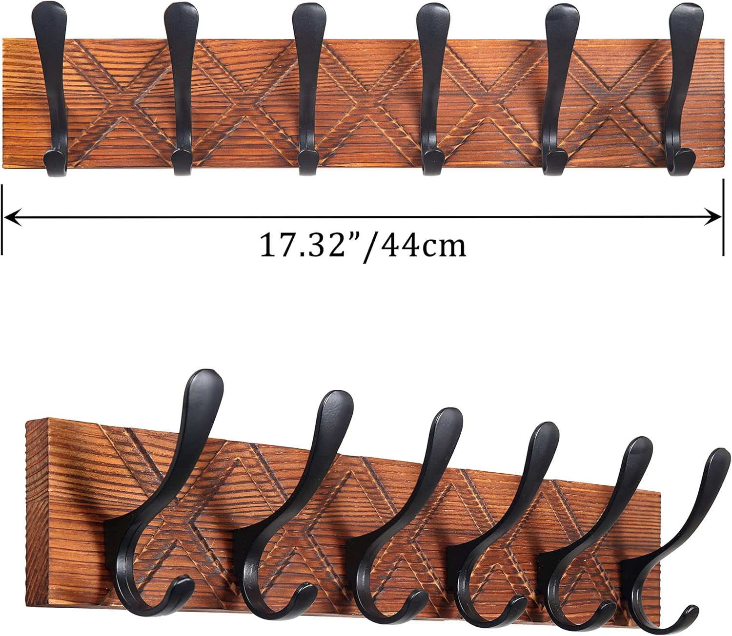 Appendiabiti Da Parete, in Legno Antico, Intagliato, Con 6 Ganci, per Appendere Cappotti, Cappelli, Vestiti, Sciarpe, Marrone E Nero