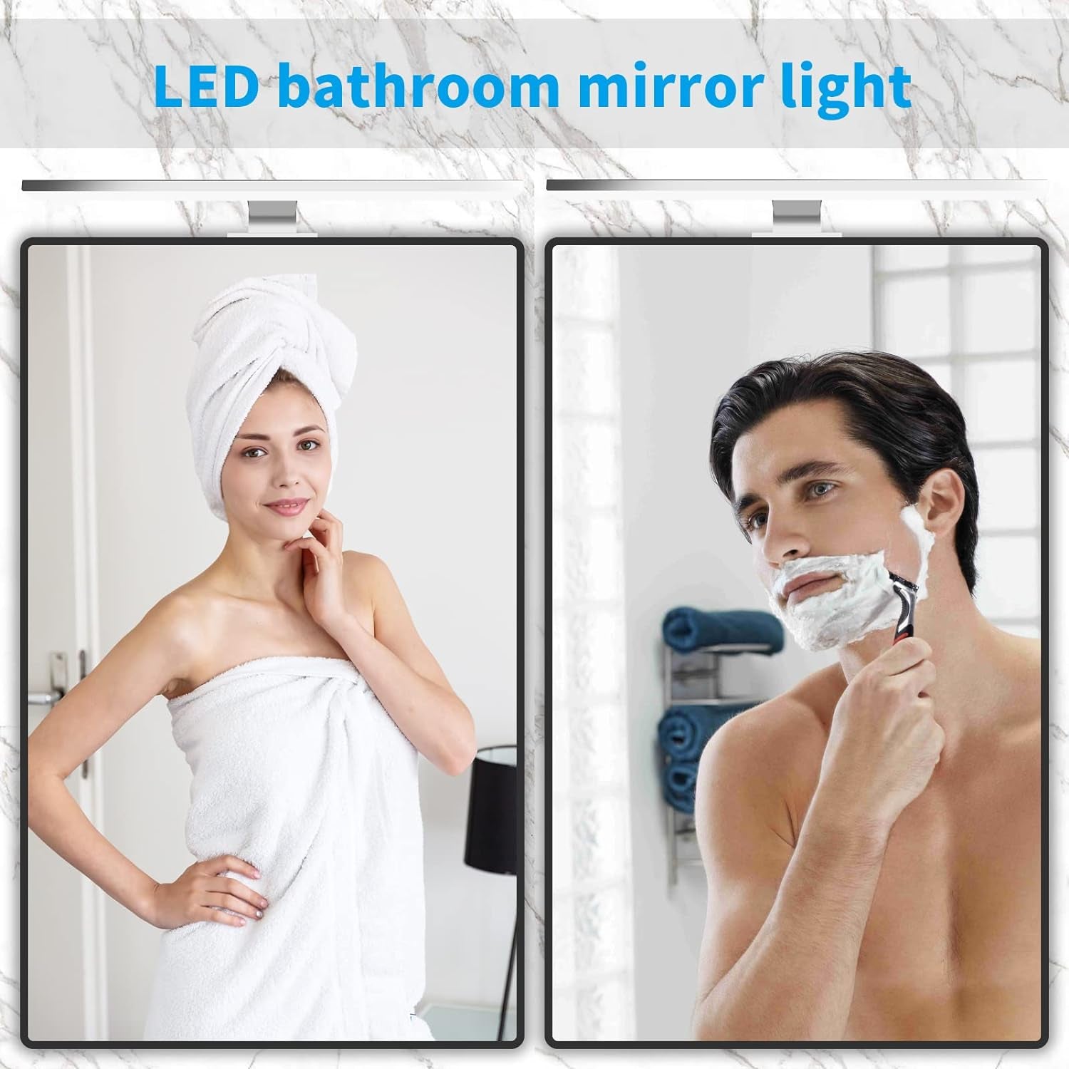 Lampada Specchio Bagno 5W,300Mm 500Lm Luce Specchio Bagno LED Con Interruttore a Filo,Bianco Neutro 4000K E Resistente All'Acqua IP44 Luci Specchio Bagno per Armadietto a Specchio