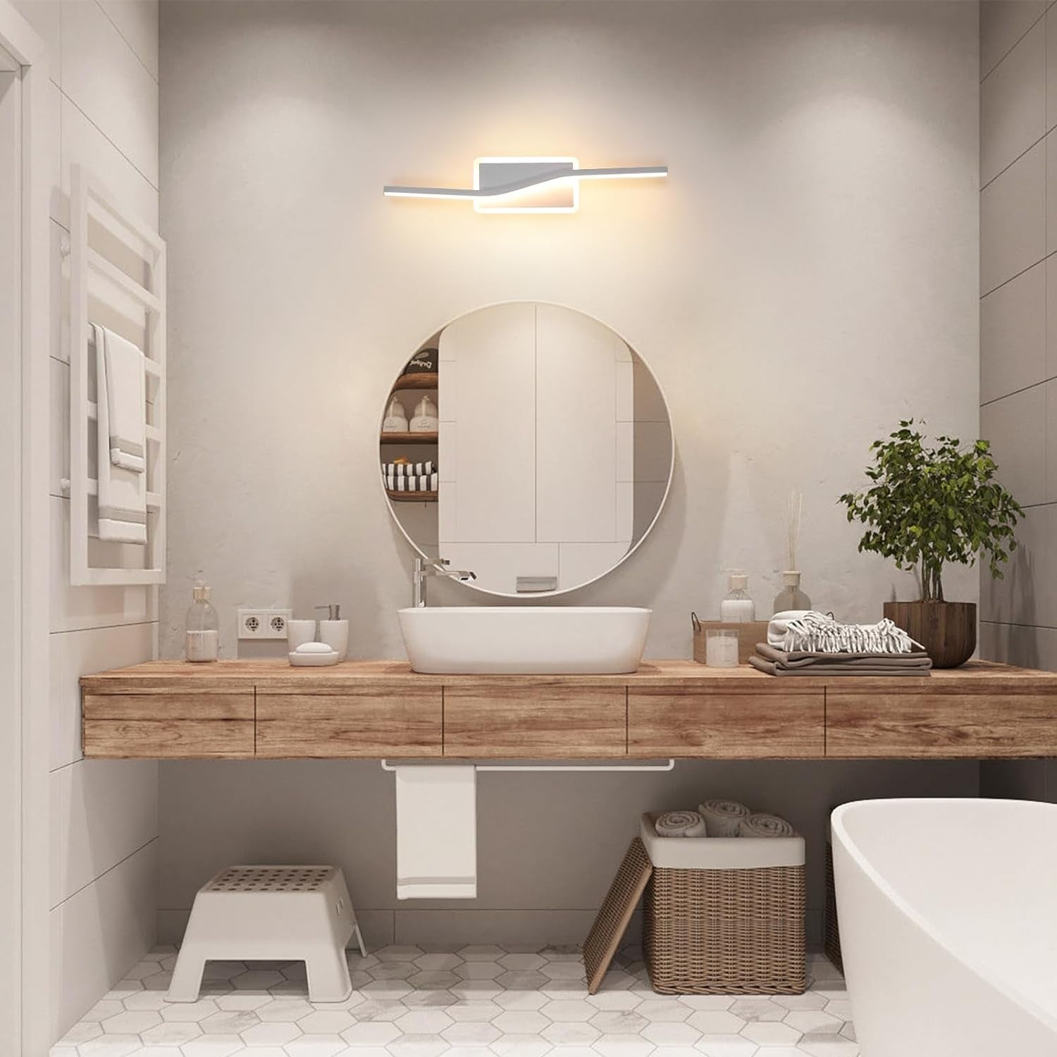 Applique Da Parete Interno, Lampada Da Parete LED Moderna 12W, Luce Bianco Caldo 3000K Lampada a Muro Interni per Camera Da Letto, Soggiorno, Corridoio, Scale