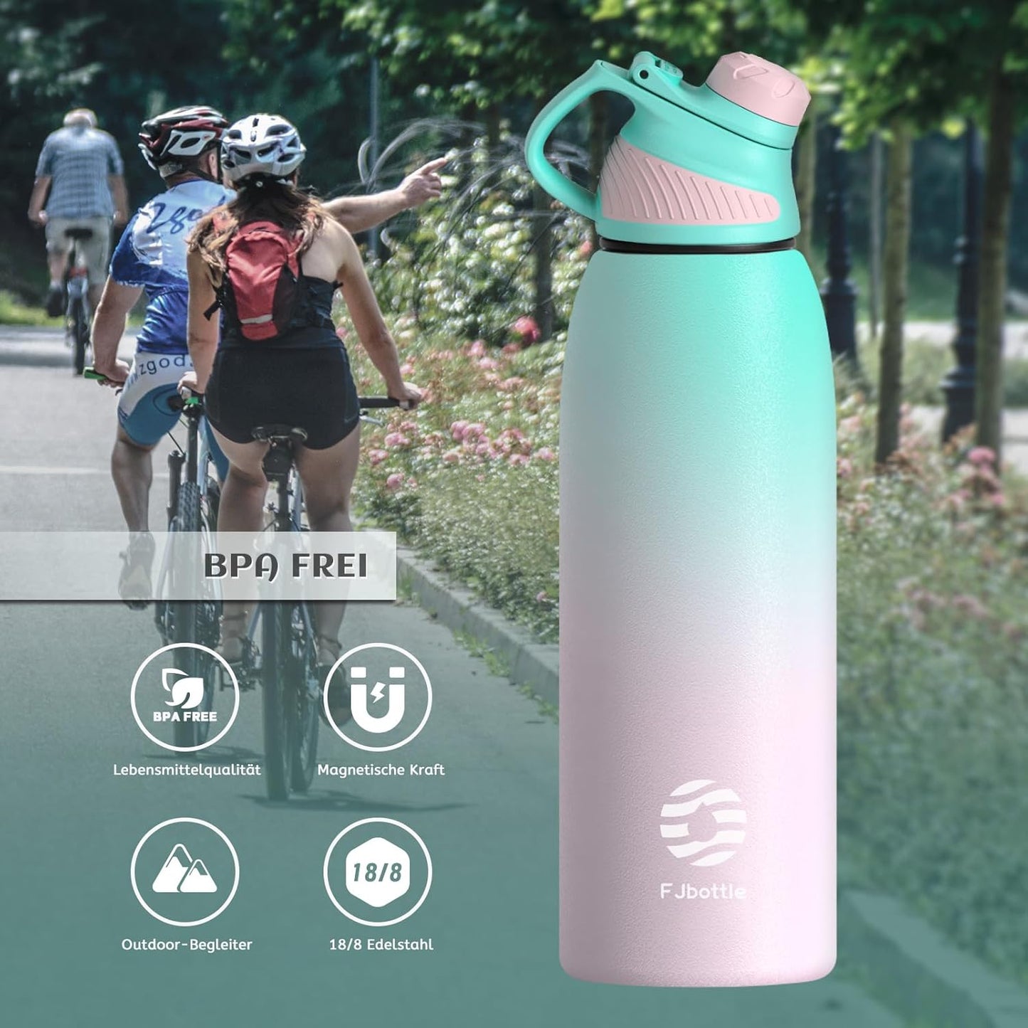 Borraccia Termica Con Tappo Magnetico 1500ML, Bottiglia Termica per Bambini - Senza Bpa/Senza Perdite Borracce Acciaio Inox per Scuola, Sport, Palestra, Ciclismo