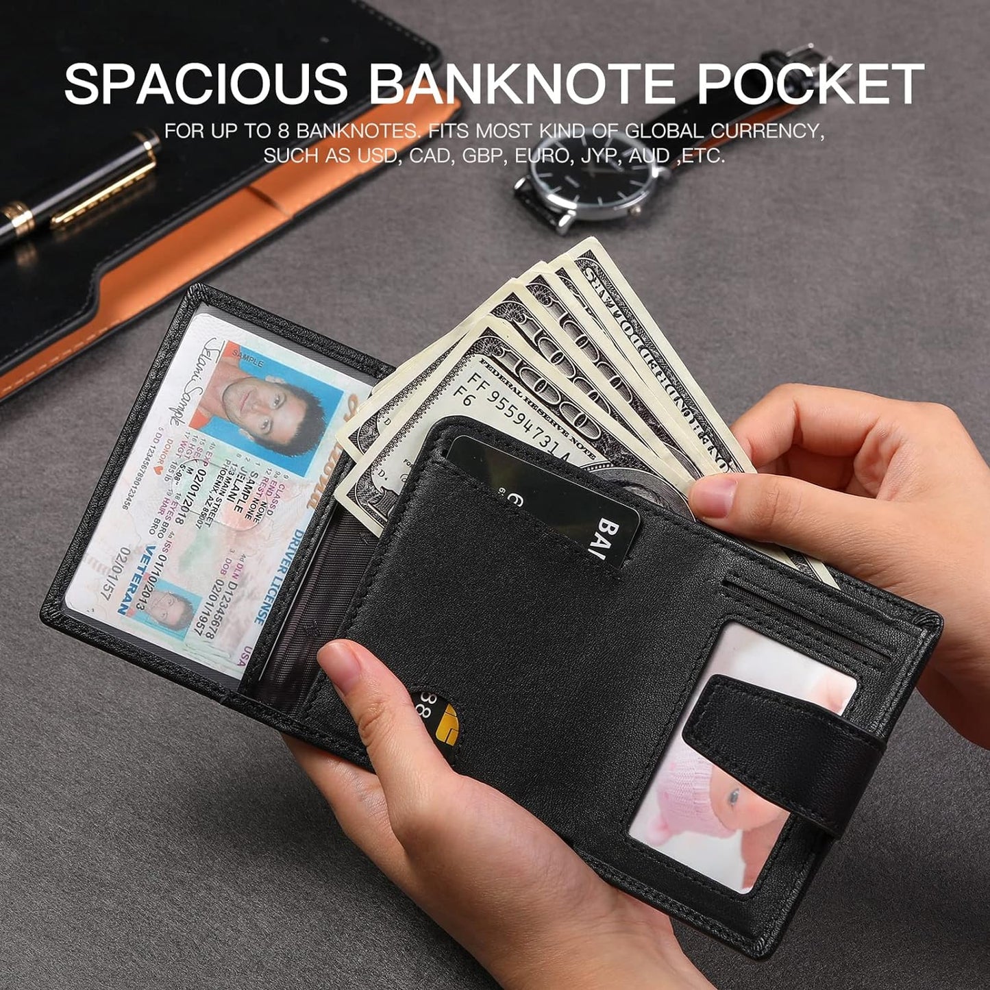 Porta Carte Credito Protezione RFID | Portafoglio Slim Da Uomo Vera Pelle | Portafoglio Uomo Con Portamonete, | Mini Porta Tessere Portacarte Uomo