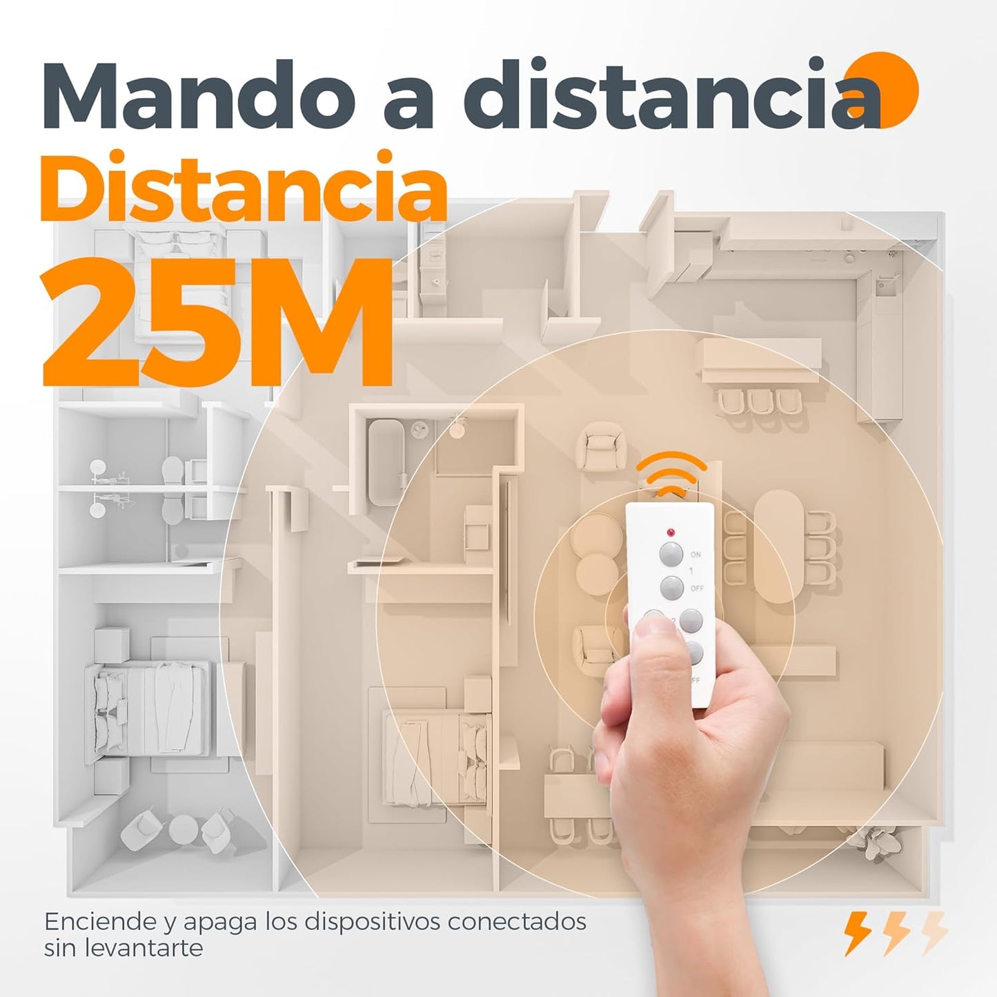 Presa Con Telecomando, 3+1 Insieme Presa Telecomandata, 3600W Prese Telecomandate, 30,5M Presa Con Telecomando a Distanza, Viene Fornito Con Batteria Prese Con Telecomando, Insieme Bianco