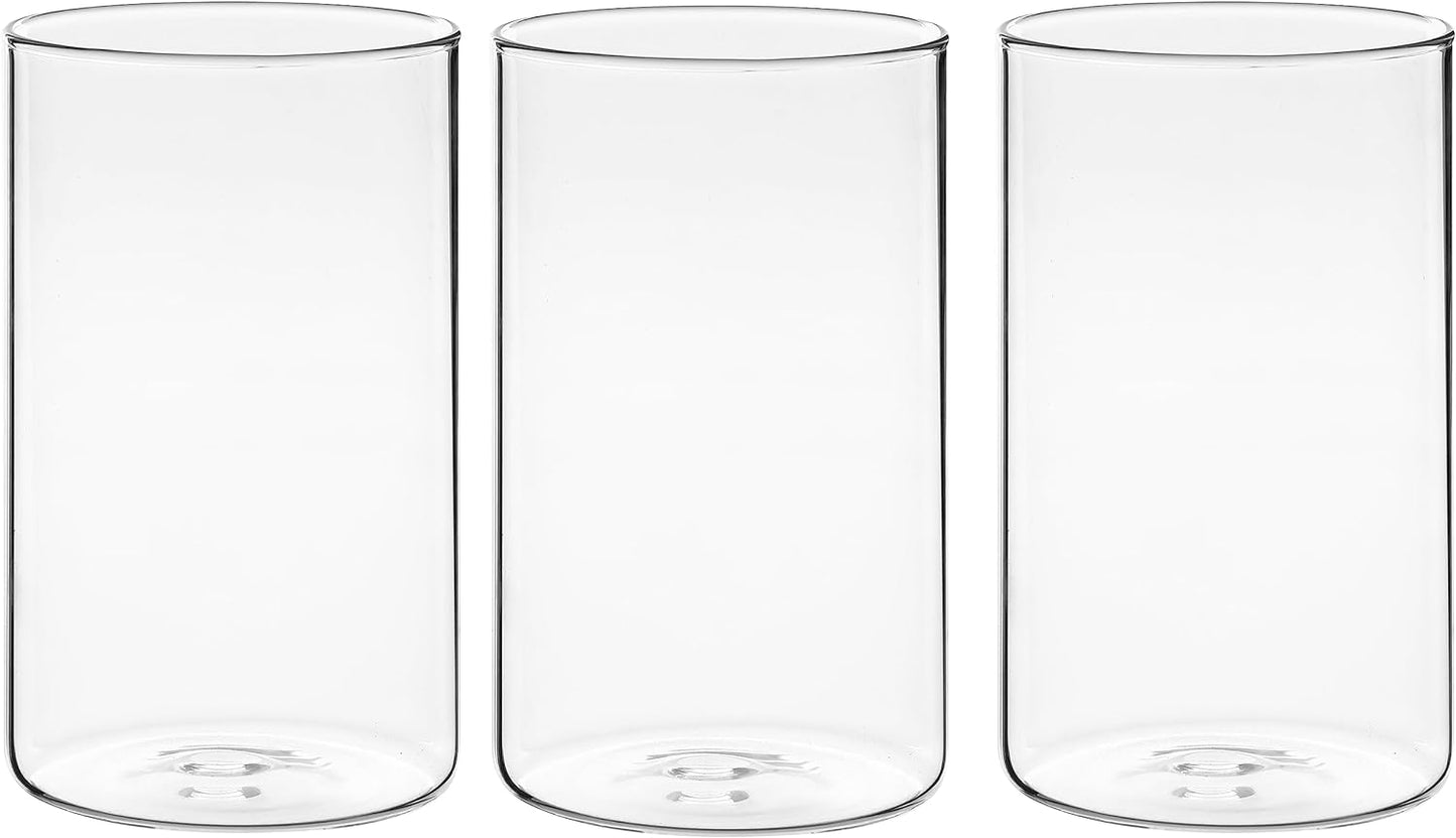 Vaso Vetro Trasparente Da 15 Cm per Centrotavola [3 Pezzi] - Vaso Fiori Vetro, Porta Candela, Ciottoli, Conchiglie, Perline - Vaso Vetro Cilindrico Trasparente - per Casa E Matrimonio