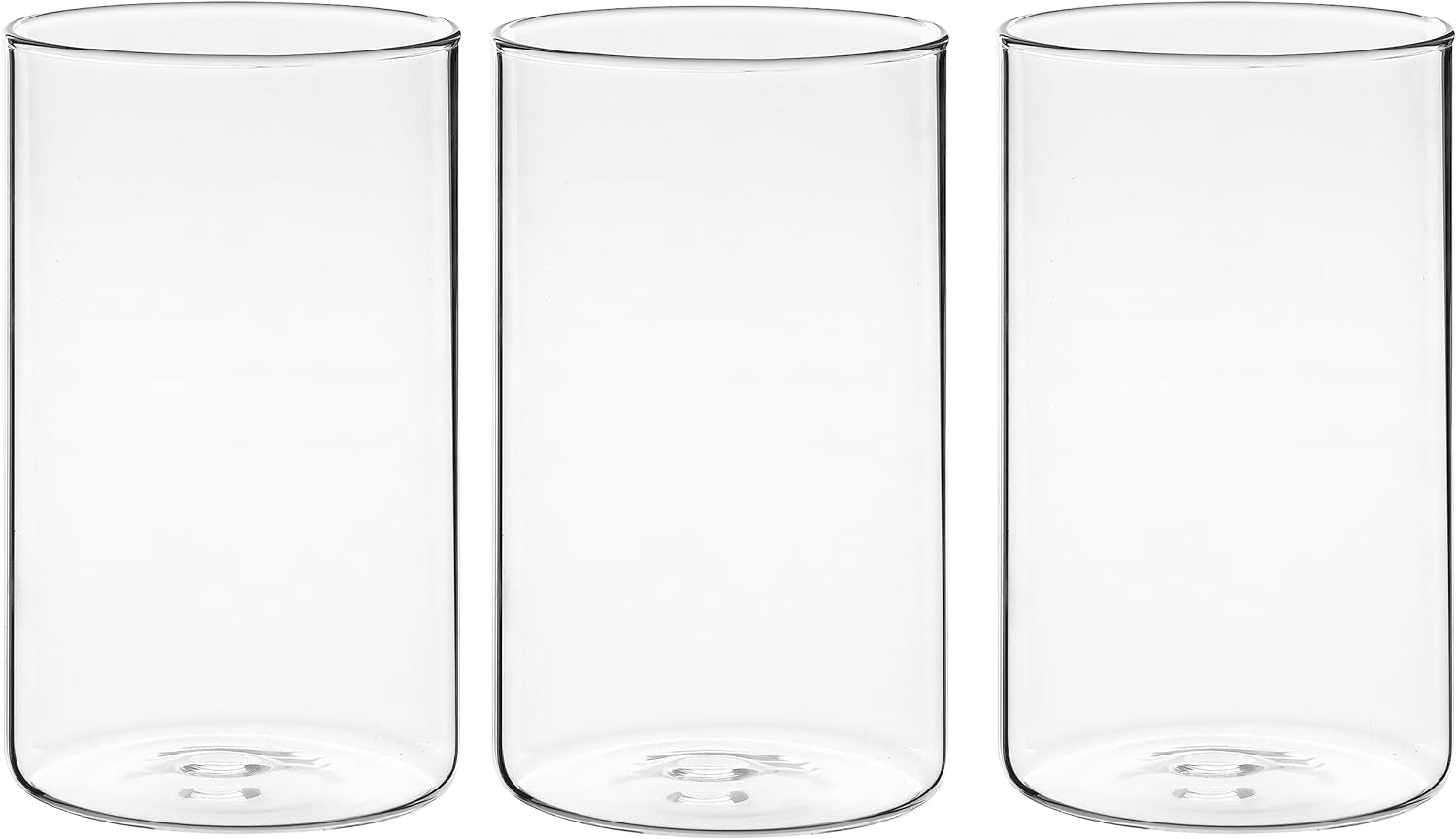 Vaso Vetro Trasparente Da 15 Cm per Centrotavola [3 Pezzi] - Vaso Fiori Vetro, Porta Candela, Ciottoli, Conchiglie, Perline - Vaso Vetro Cilindrico Trasparente - per Casa E Matrimonio