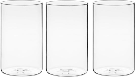 Vaso Vetro Trasparente Da 15 Cm per Centrotavola [3 Pezzi] - Vaso Fiori Vetro, Porta Candela, Ciottoli, Conchiglie, Perline - Vaso Vetro Cilindrico Trasparente - per Casa E Matrimonio