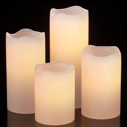 Candele Impermeabili per Esterni Senza Fiamma Con Timer 6 Ore, Pilastro a LED Bianco a Batteria per Decorazione Lanterne in Giardino, Festa Di Matrimonio, Set Da 4, D3 "X H4" 5" 6" 8")