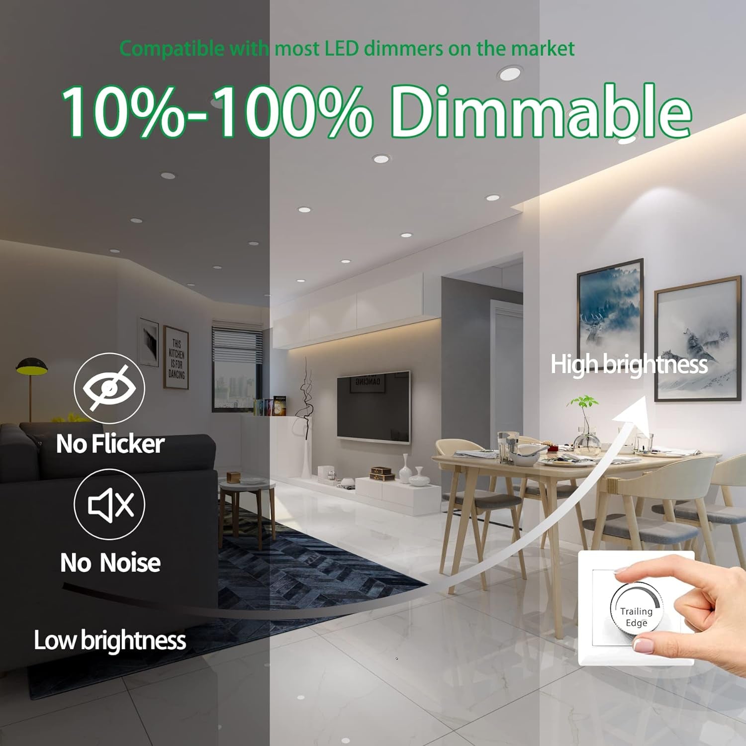Faretti Da Incasso per Cartongesso 5W Dimmerabili 3000K Bianco Caldo 460LM Faretti LED Interno Ultrasottil 230V Orientabili a 45°Diametro Foro 68 Mm Faretto Da Bagno Rotondo Bianco, Set Da 6