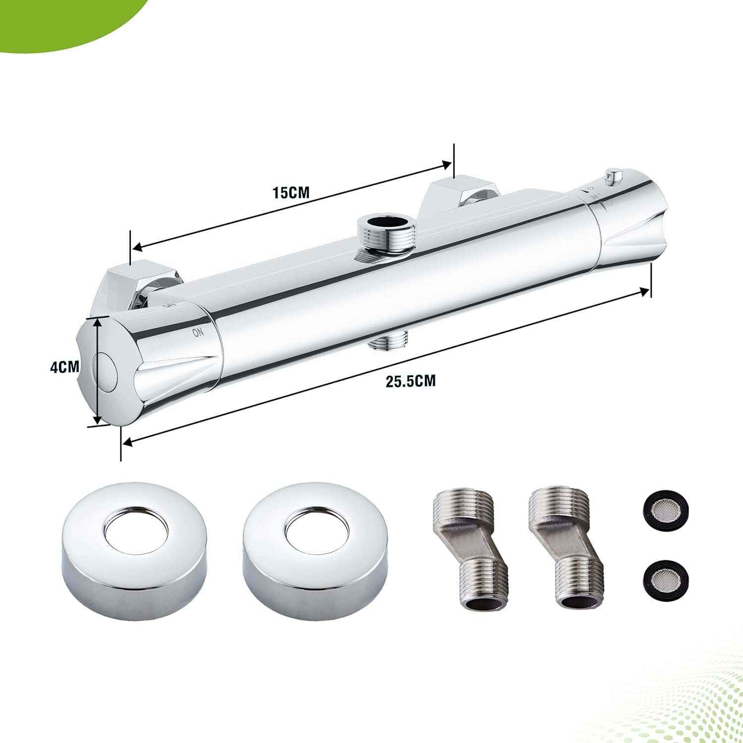 Miscelatore Doccia,Colonna Doccia Con Miscelatore,Miscelatore Termostatico per Doccia Con 2 Uscite, Uscita Superiore 3/4" BSP (26.4Mm) E Uscita Inferiore 1/2" BSP (21Mm)