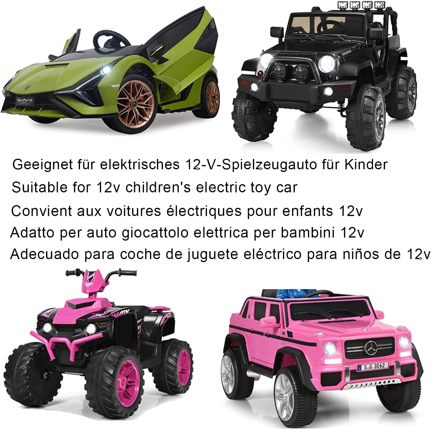 Caricabatterie per Auto Elettriche per Bambini, 12V 1A per La Guida Elettrica Su Giocattoli Moto SUV ATV
