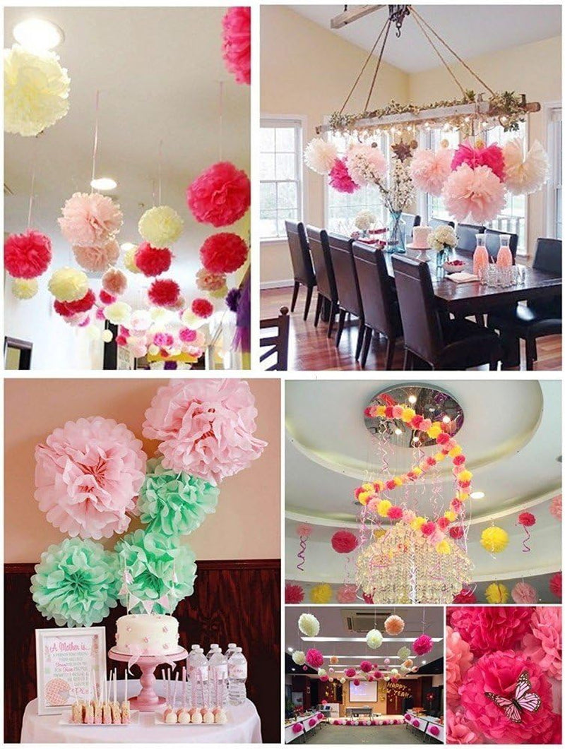 10X Cachi Arancio Chiaro Pom Pom Carta Velina 25Cm Decorazioni Festone per Matrimonio Compleanno Battesimo Bimbo Bambina Natale Laurea Nascita Comunione Camera Da Letto per Ragazza Addobbi Pon Pon