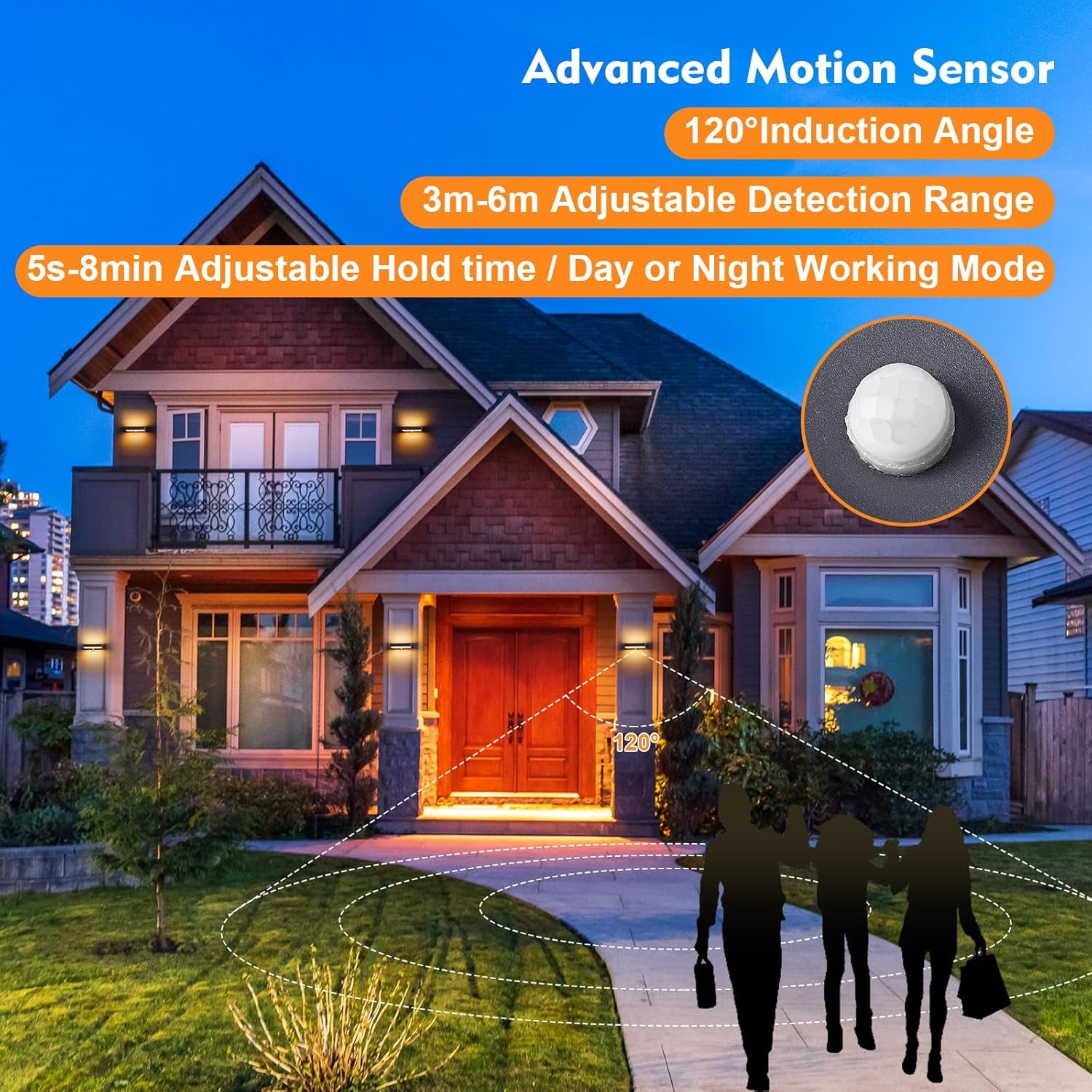 Applique Da Parete Da Esterno Con Sensore Di Movimento, Moderna 11 W Lampada Da Esterno a LED, IP65 Lampada Da Esterno 3000 K up down Illuminazione Da Parete Esterna in Alluminio, Antracite