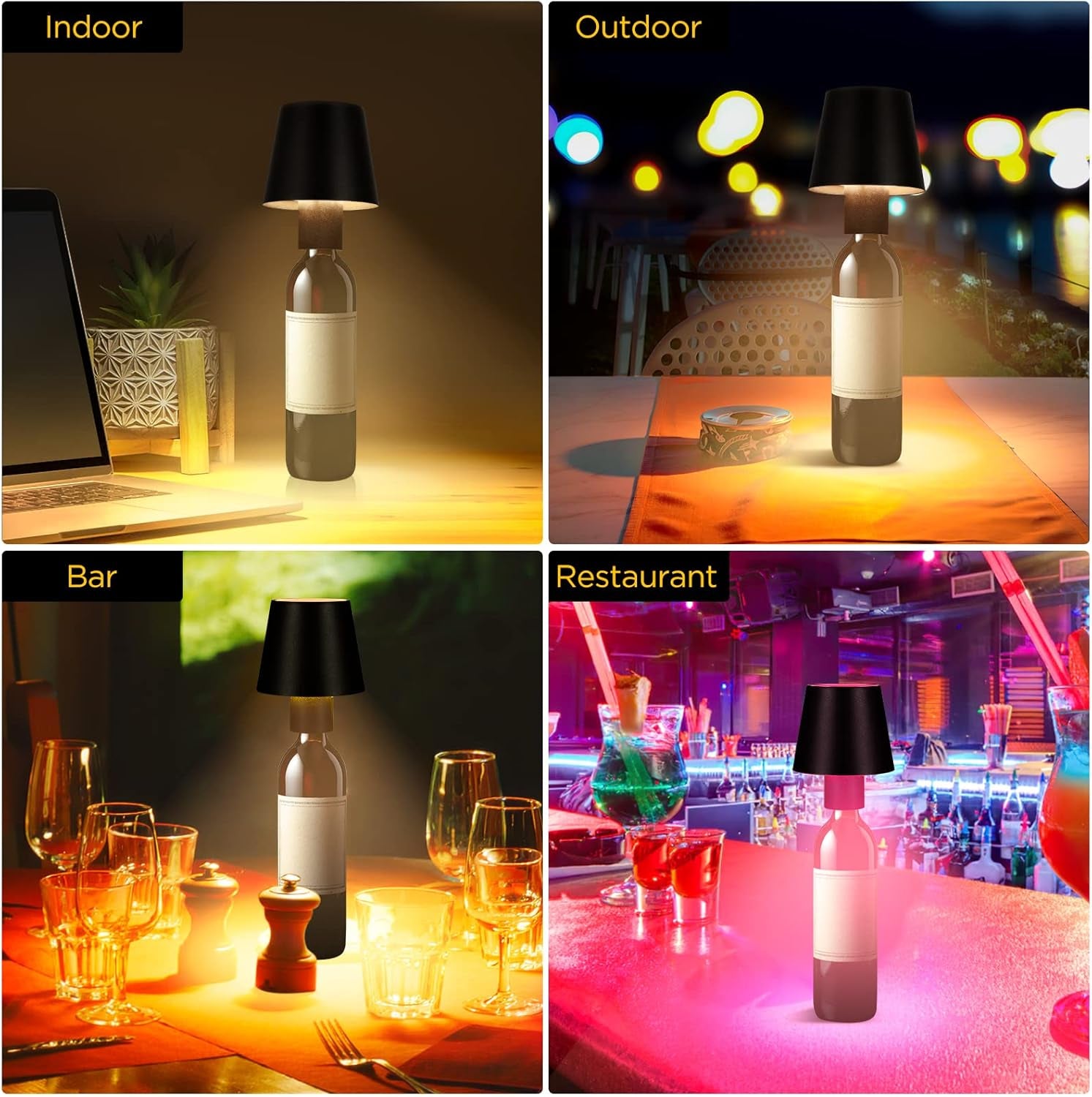 Lampada Da Tavolo a LED Senza Fili, Ricaricabile, Con Batteria Da 5200 Mah, 3000 K, RGB Dimmerabile, Portatile, IP54, Impermeabile, per Interni Ed Esterni, Ristorante Bar